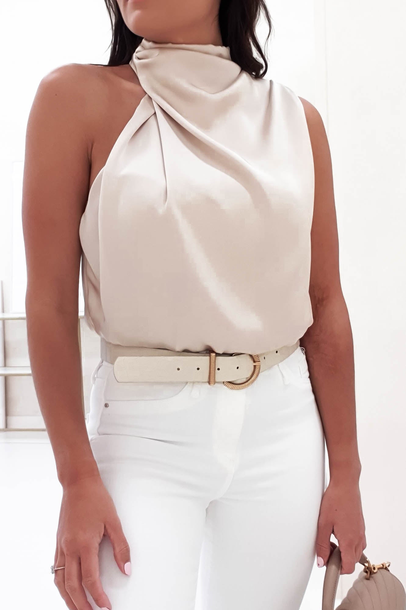 Layla Soft Satin Crop Top | Champagne | Oh Hello Clothing | XS (6)