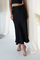 Imogen Satin Maxi Skirt | Black - Oh Hello Clothing
