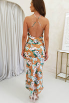Provence Halter Nect Midi Dress | Orange Print | Oh Hello Clothing | XS (6)