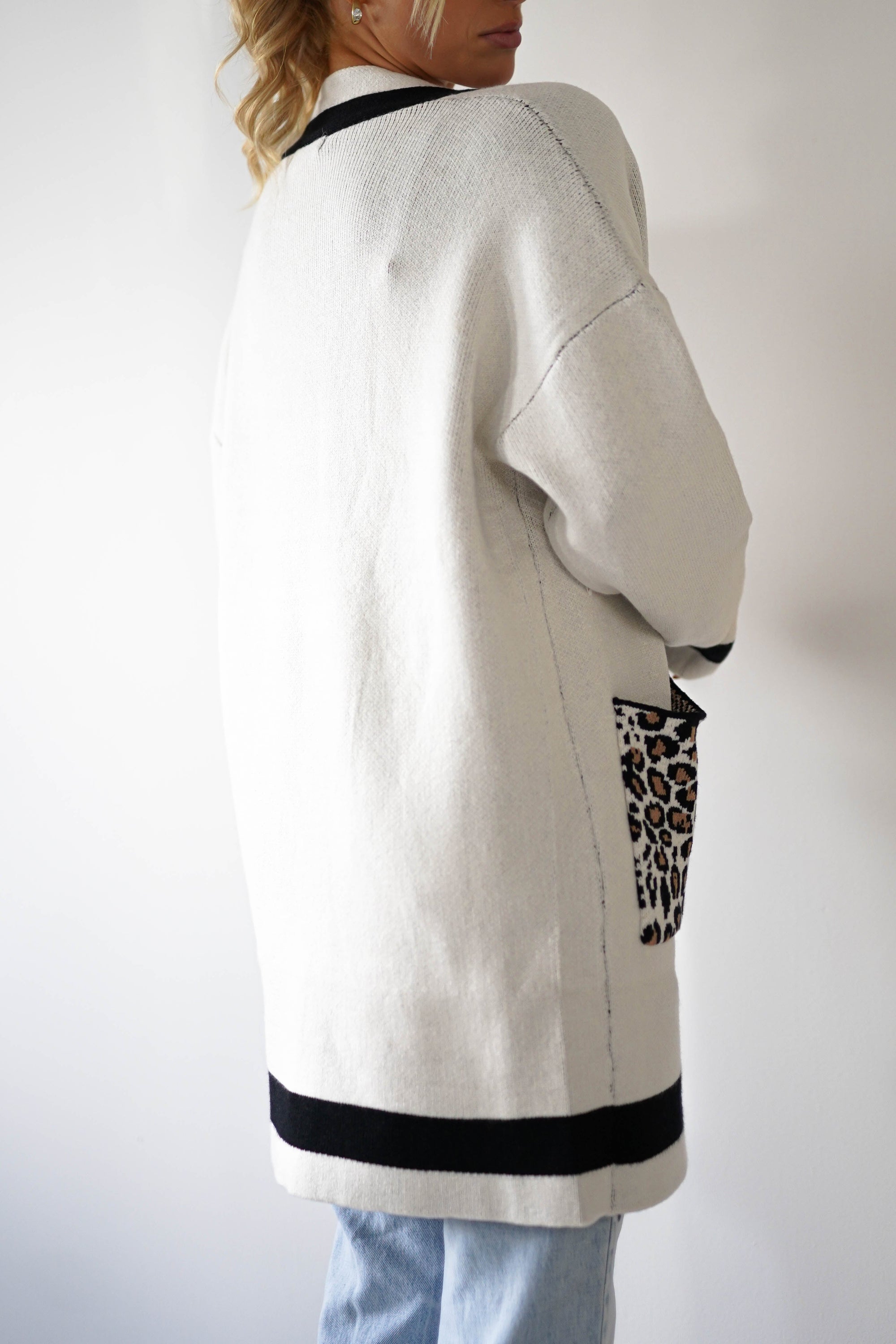 Tadriah Leopard Print Detail Cardigan | Oh Hello Clothing | ONE SIZE (8 - 16)