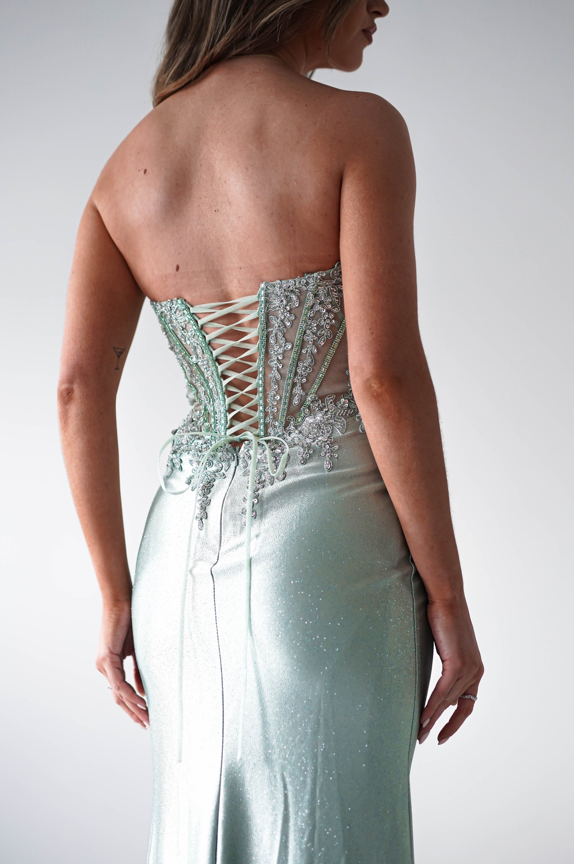 Caspian Embellished Bodycon Gown | Light Green | Oh Hello Clothing | XS (6)