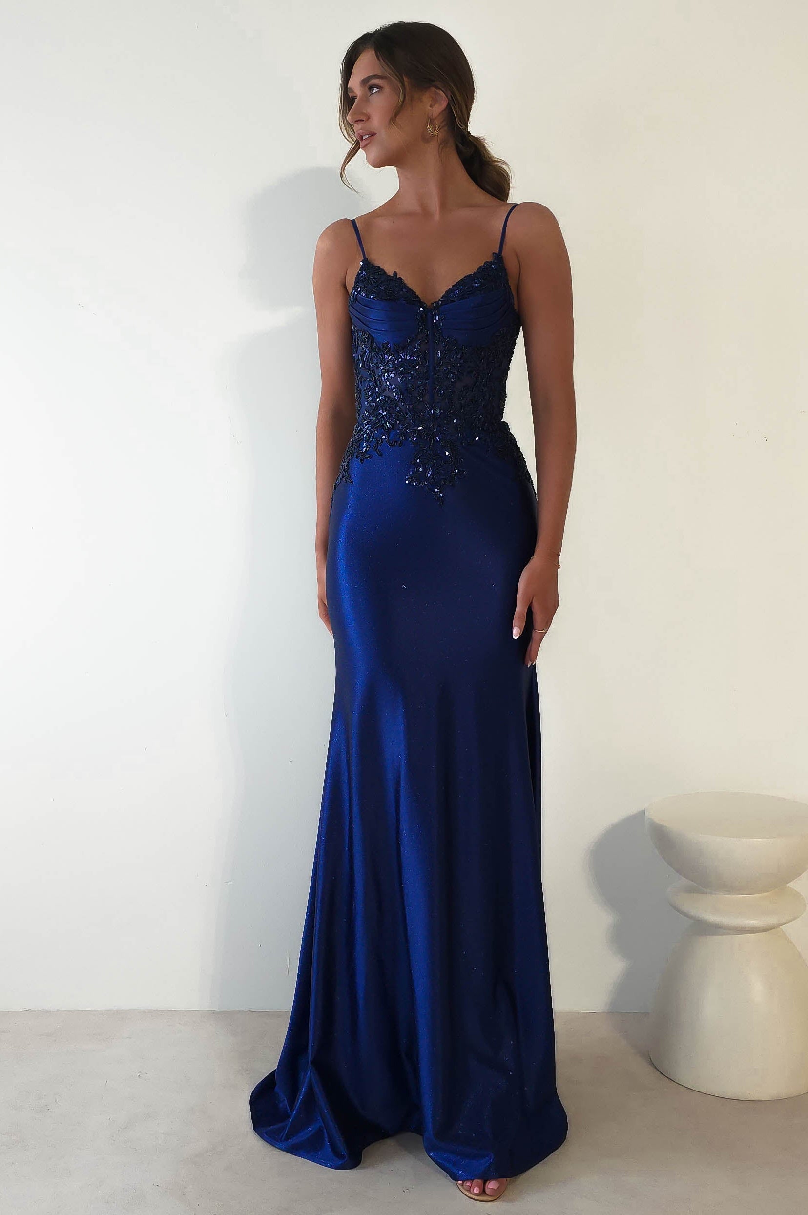 Eternity Glitter Bodycon Gown | Midnight Blue - Oh Hello Clothing