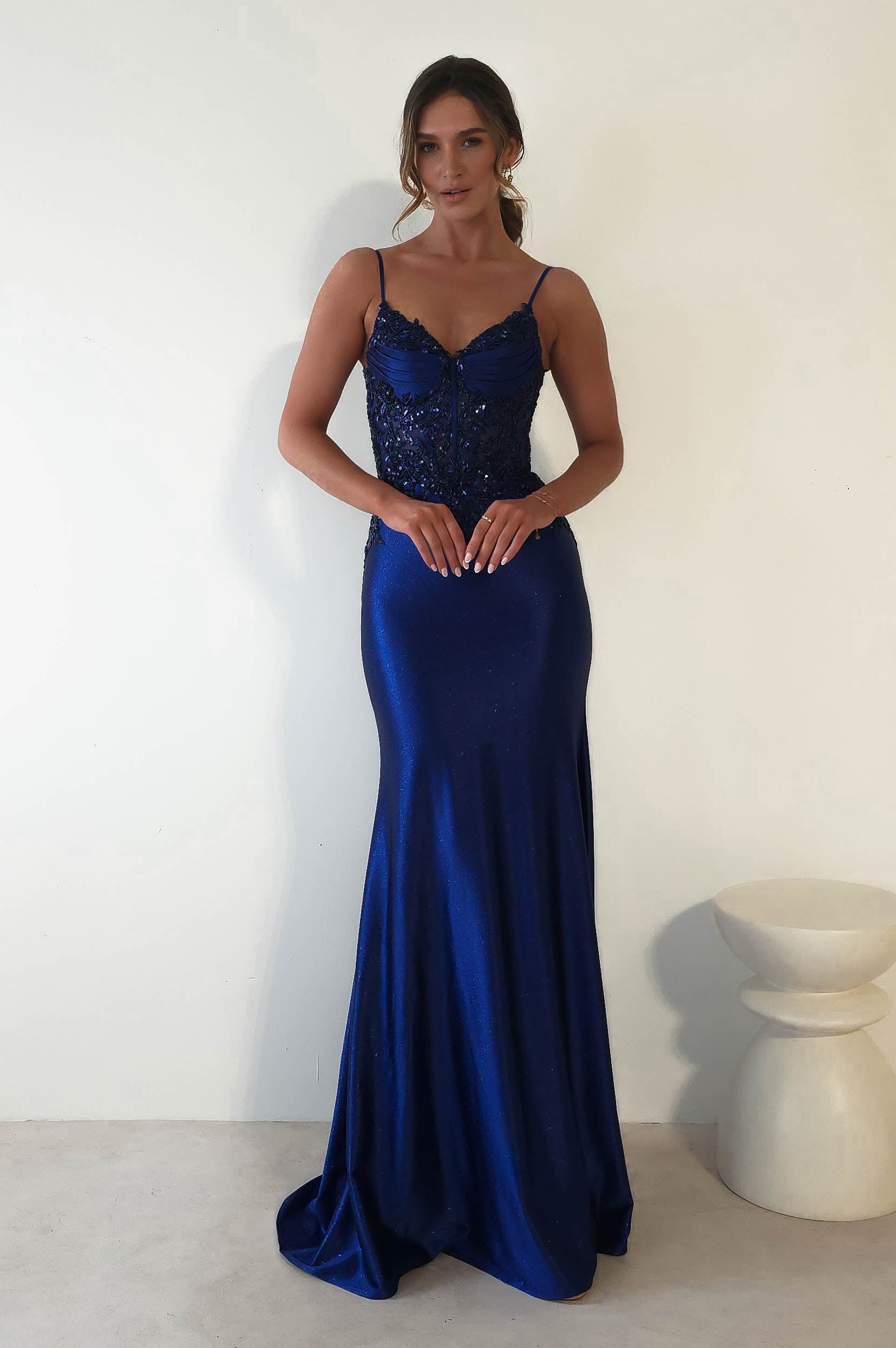 Eternity Glitter Bodycon Gown | Midnight Blue - Oh Hello Clothing