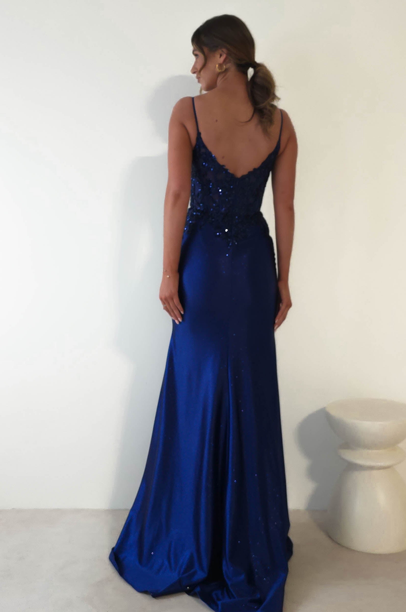 Eternity Glitter Bodycon Gown | Midnight Blue - Oh Hello Clothing