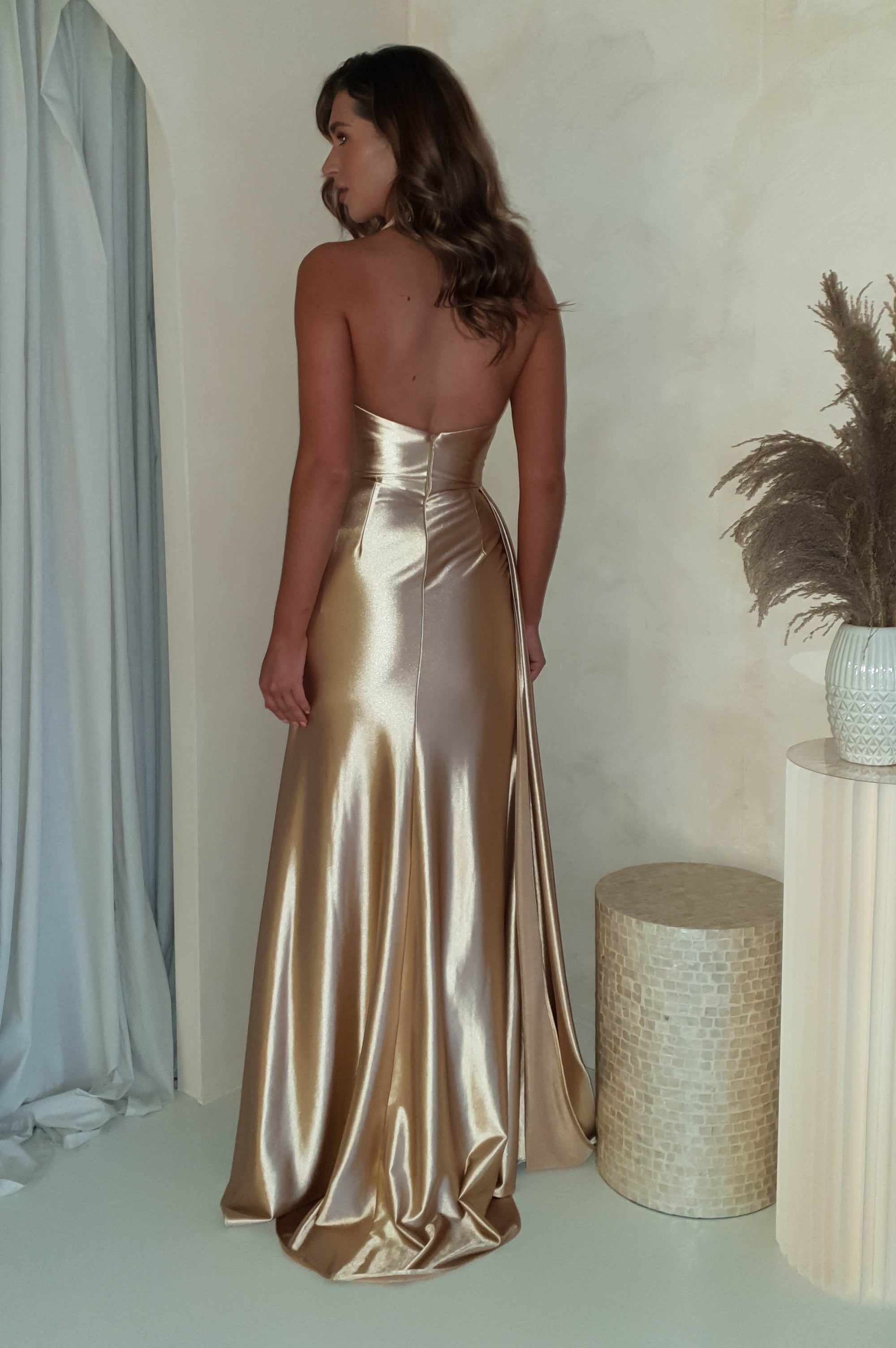 Daniella Halterneck Gown | Gold | Oh Hello Clothing | XS (6)