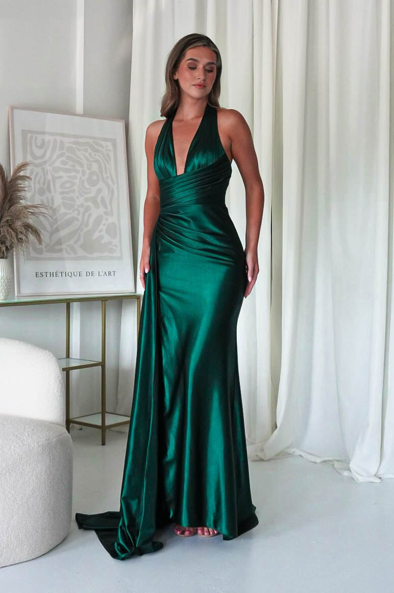 Daniella Halterneck Gown | Emerald Green | Oh Hello Clothing | XS (6)