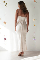 Everleigh Soft Satin Midi Dress | Champagne - Oh Hello Clothing