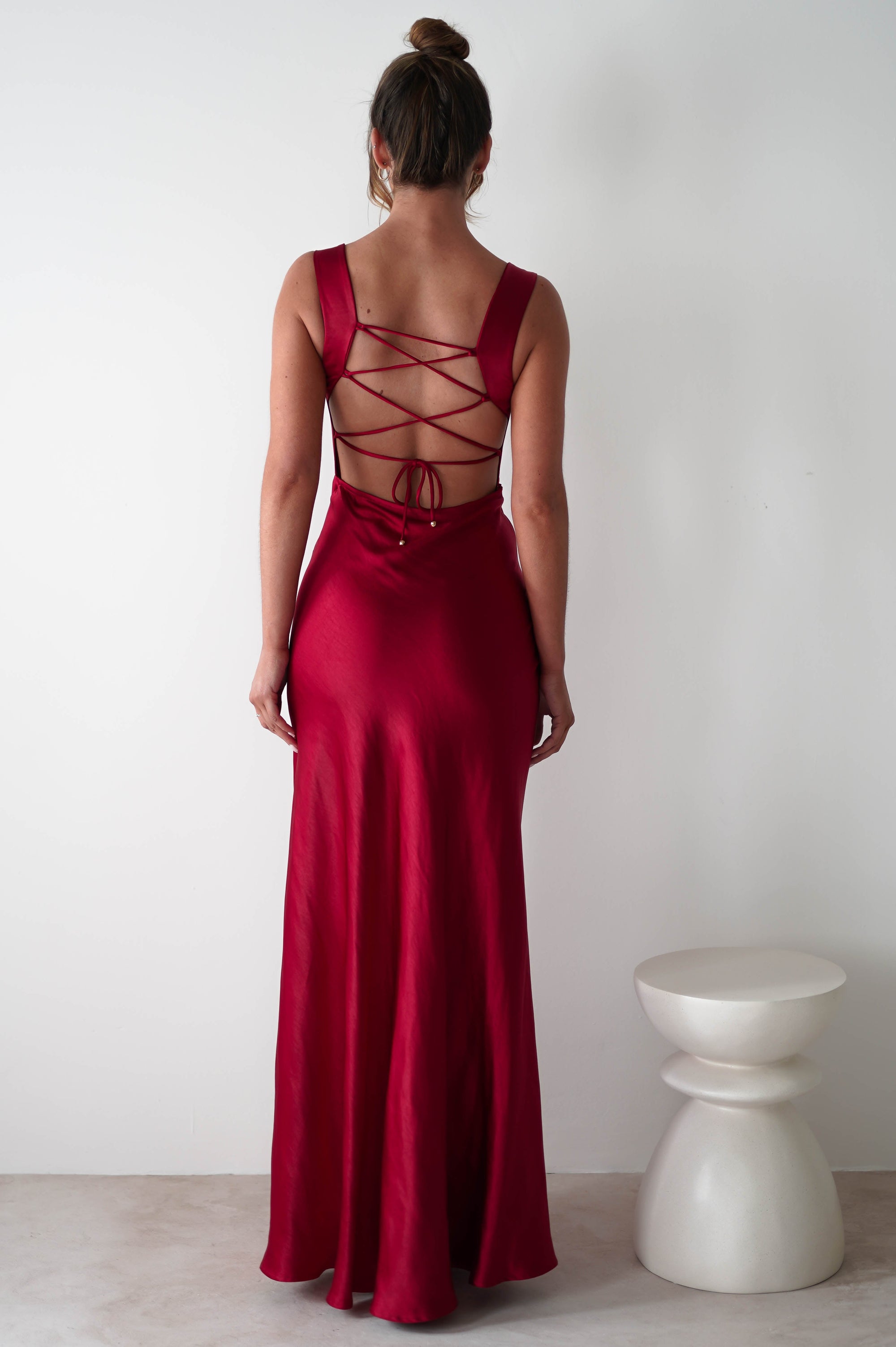 Riviera Soft Satin Maxi Gown | Berry Red - Oh Hello Clothing