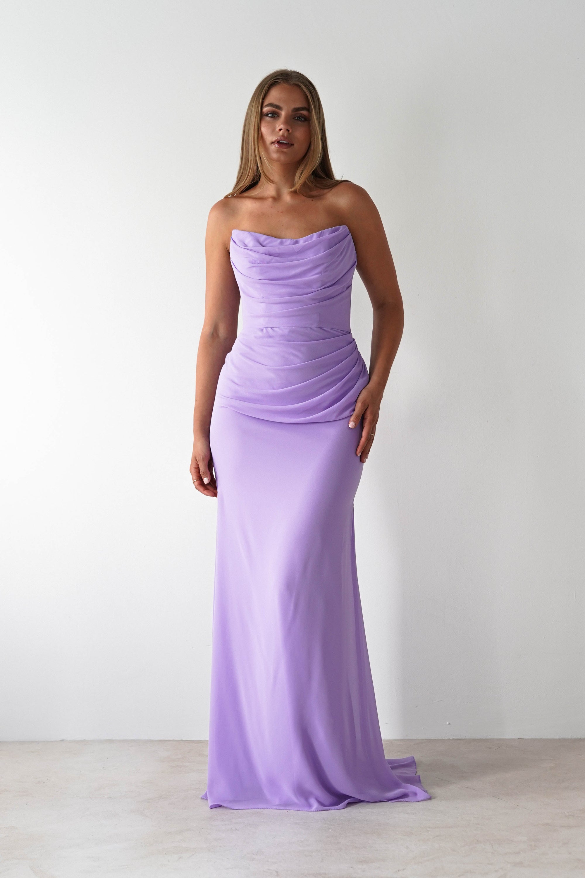 Caterina Strapless Maxi Dress | Lilac | Oh Hello Clothing | XS (6)
