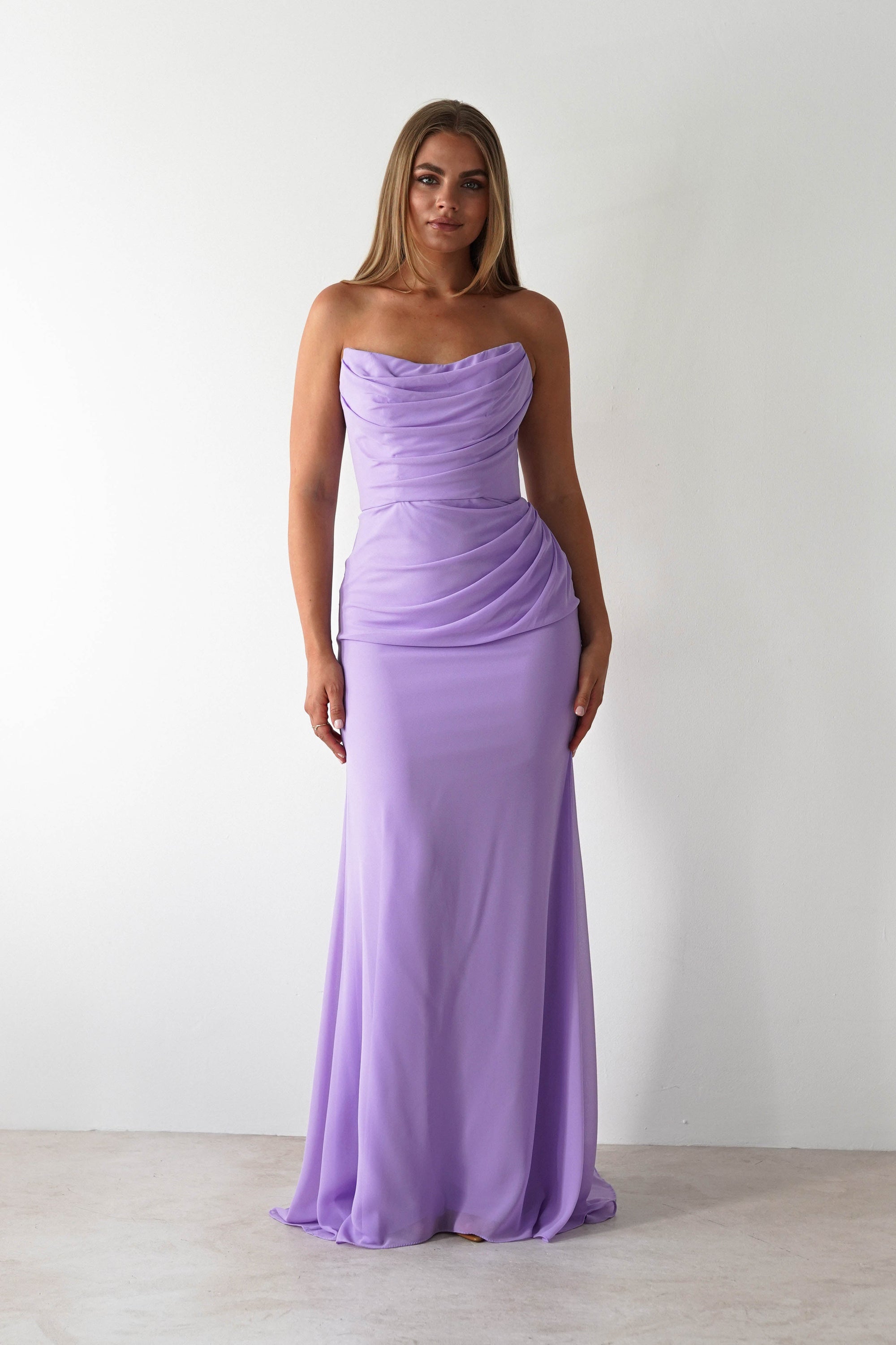 Caterina Strapless Maxi Dress | Lilac | Oh Hello Clothing | XS (6)