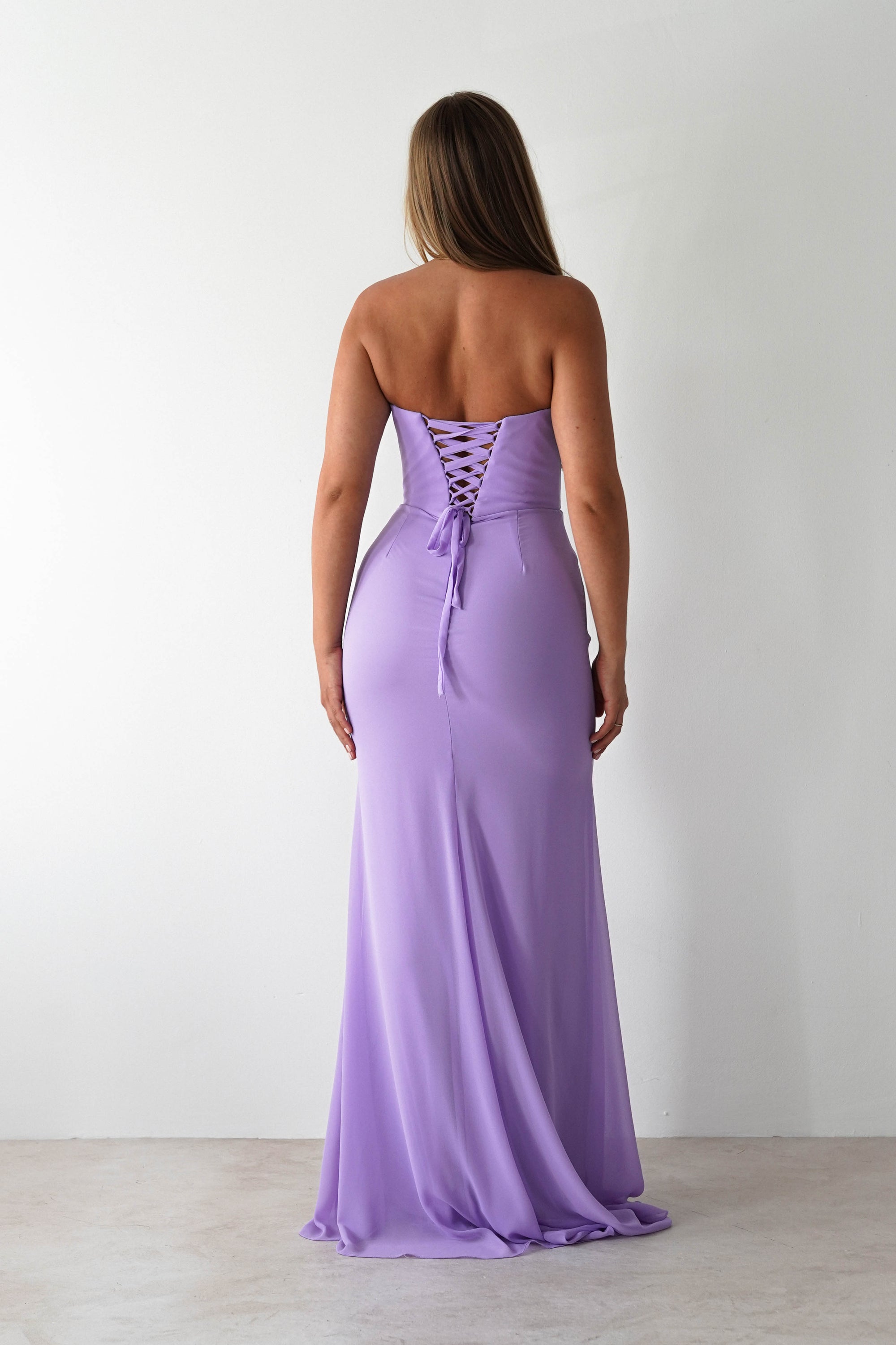 Caterina Strapless Maxi Dress | Lilac | Oh Hello Clothing | XS (6)