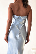 Lucia Soft Satin Slip Midi Dress Blue - Oh Hello Clothing