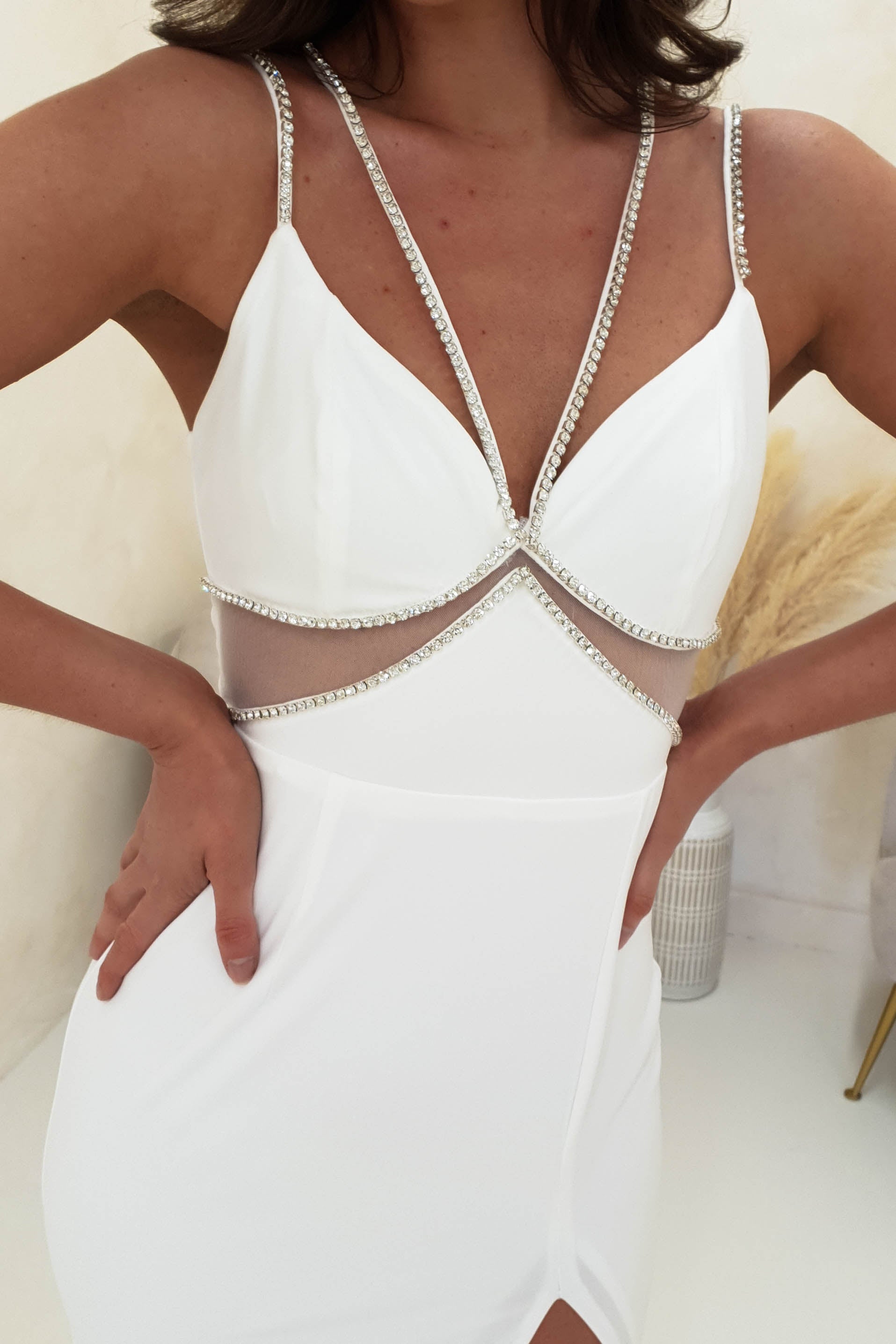 Kendall Dimante Detail Gown | White