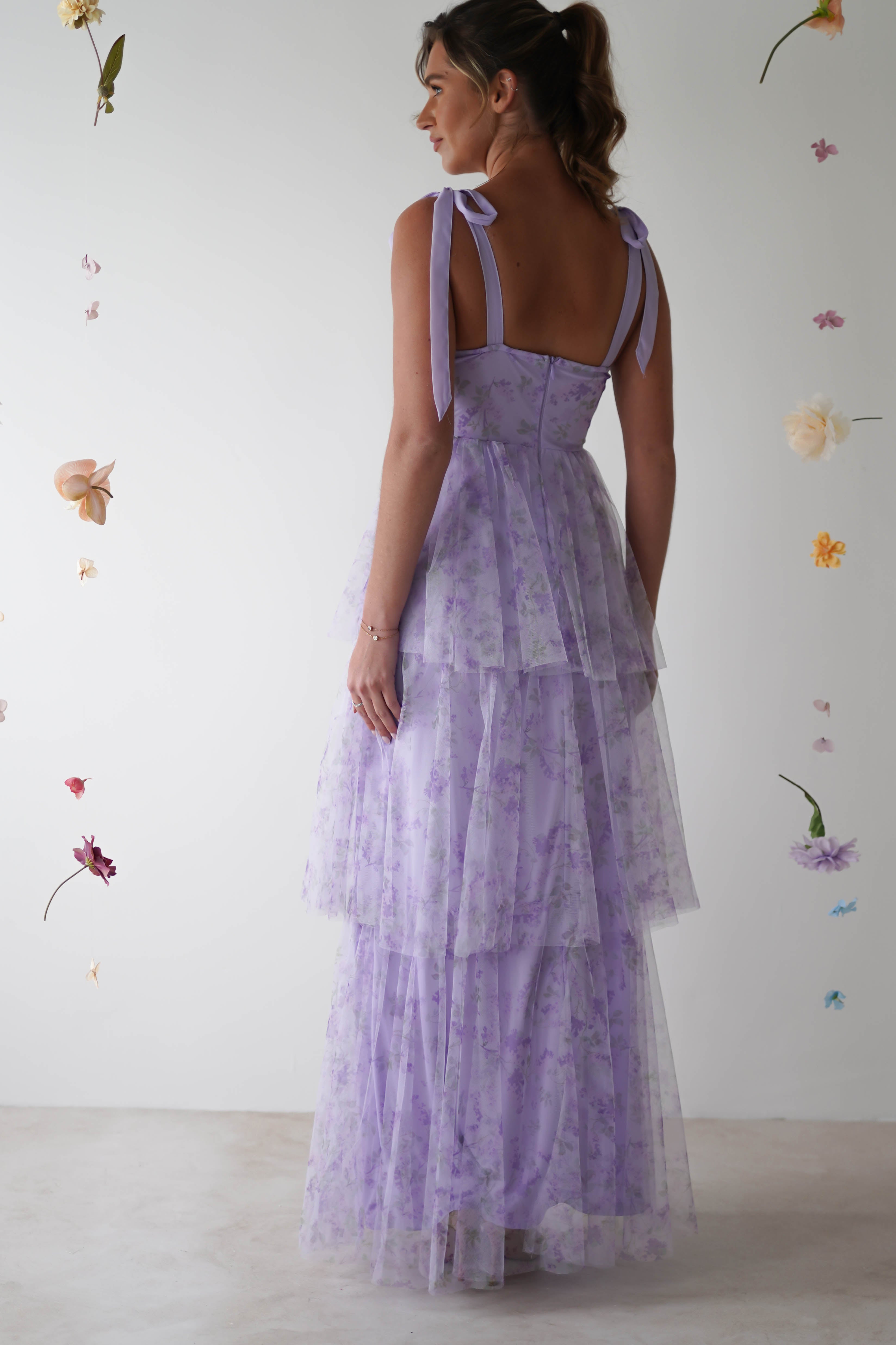 Sylvia Floral Tulle Maxi Dress | Lavendar - Oh Hello Clothing
