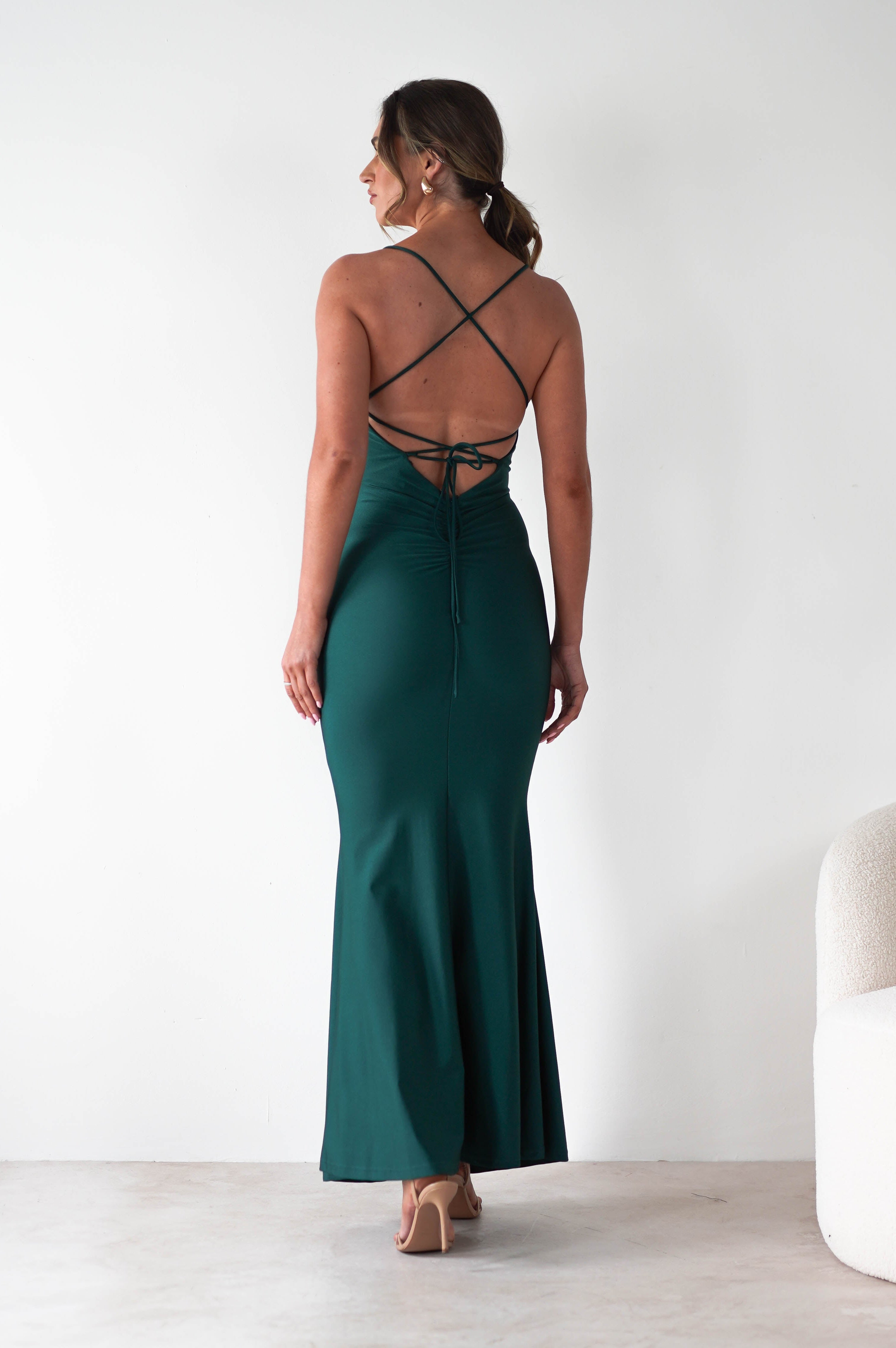 Monette Bodycon Maxi Gown | Emerald Green | Oh Hello Clothing | XS (6)