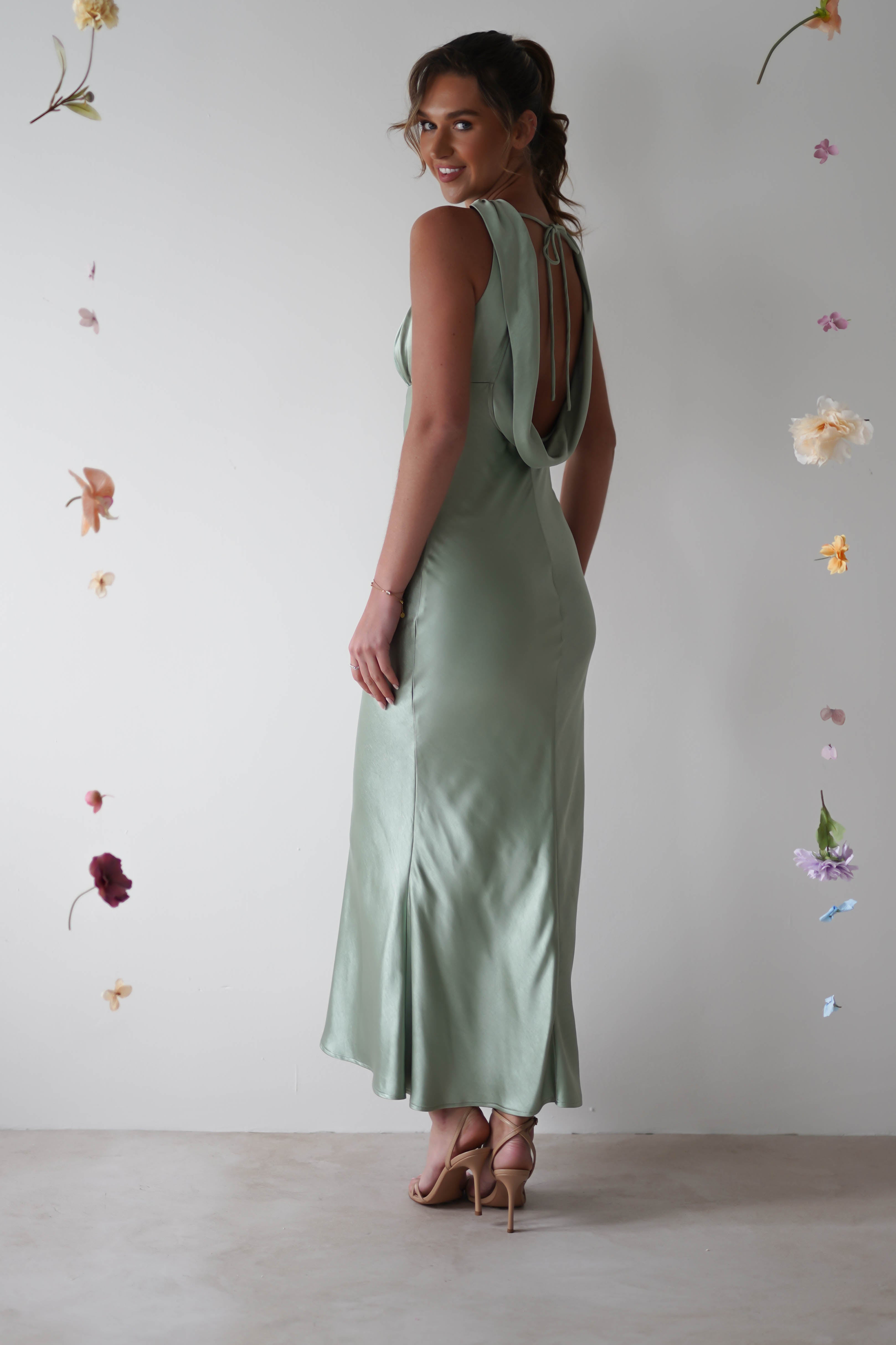 Lauryn Halter Neck Maxi Dress | Sage