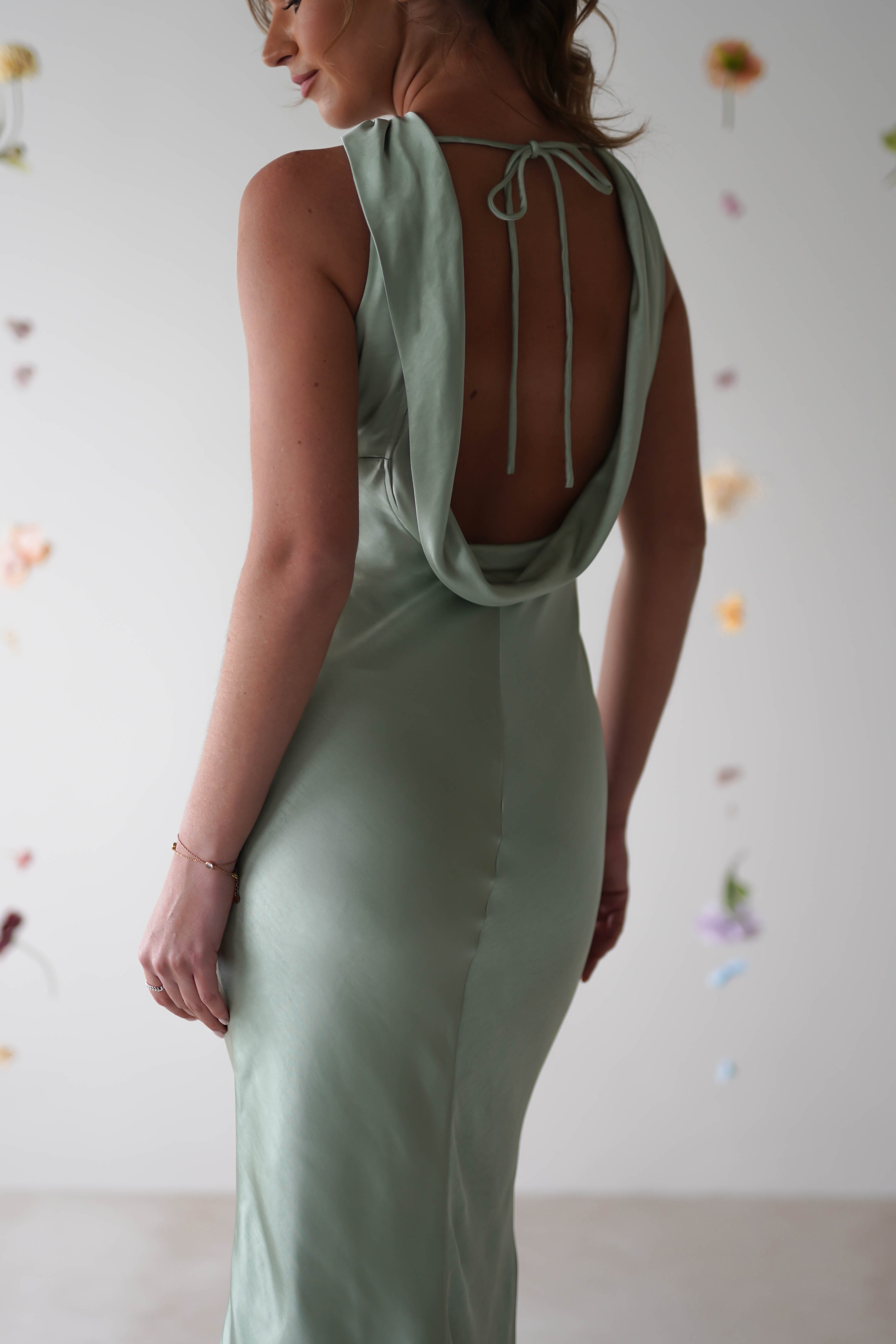 Lauryn Halter Neck Maxi Dress | Sage