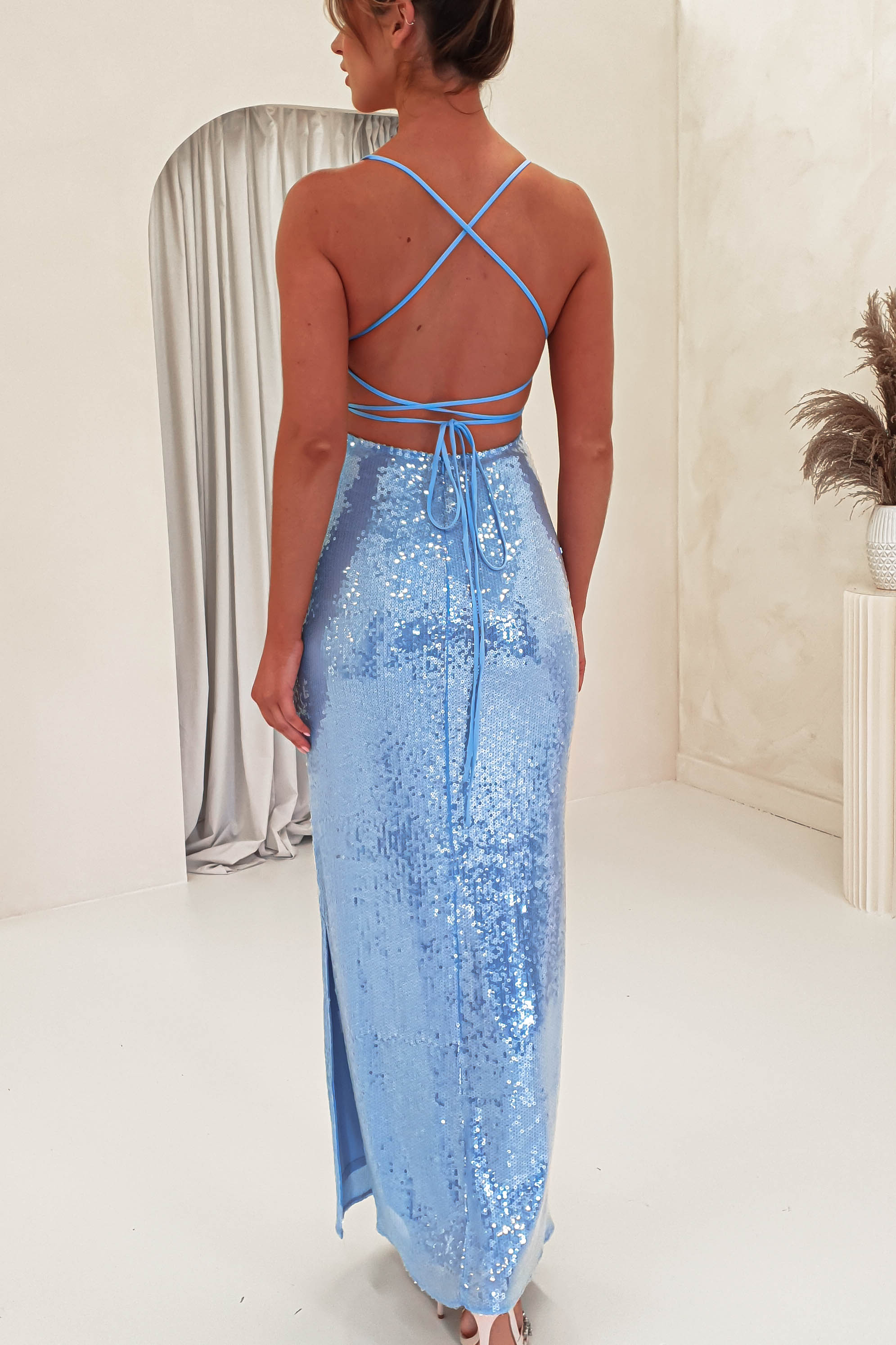 Renesmee Sequin Maxi Dress | Blue - Oh Hello Clothing