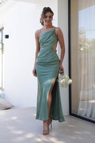 Lyra Soft Matte Satin Maxi Dress | Olive | Oh Hello Clothing | XS (6)