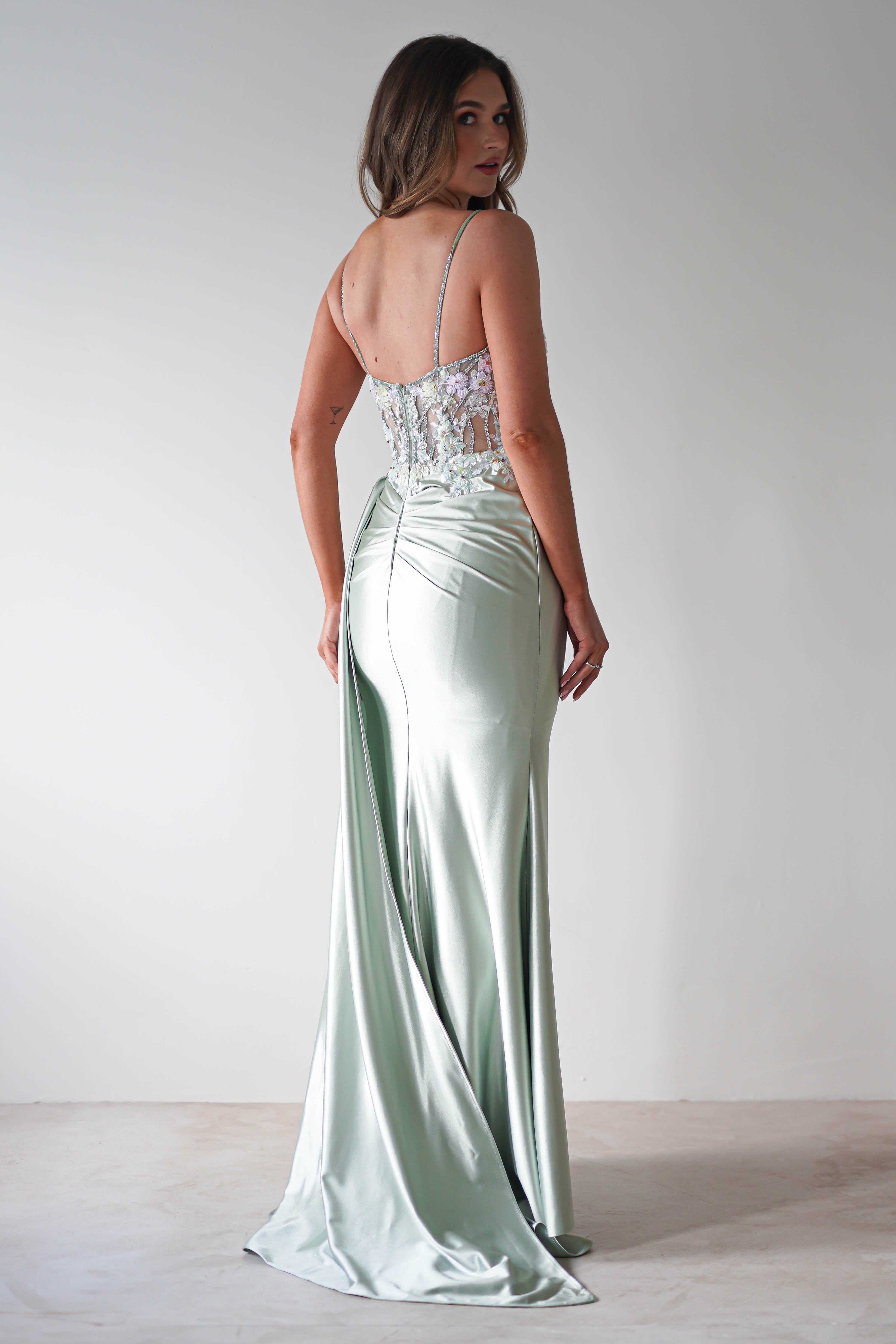 Annabel Embellished Bodycon Gown | Sage