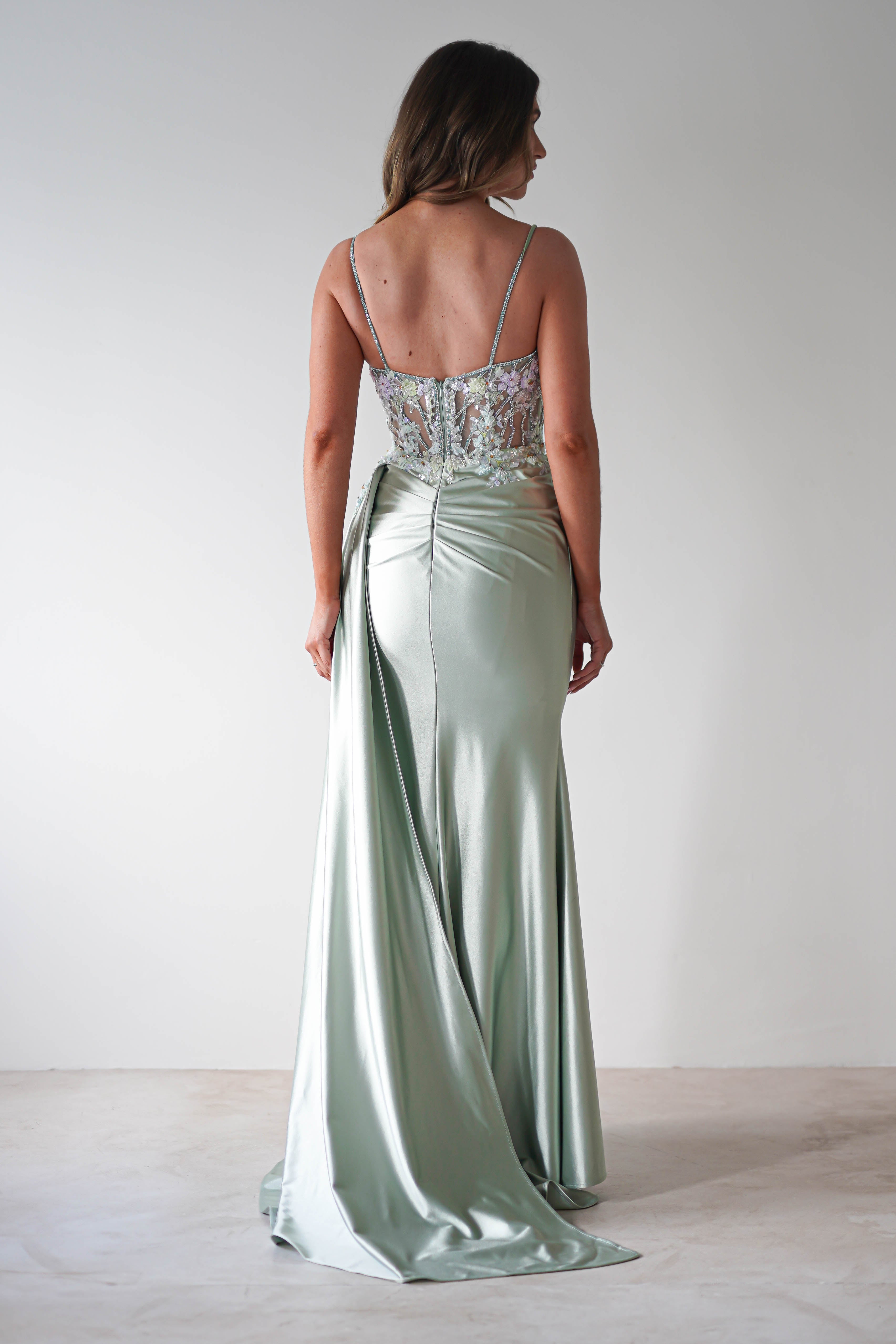 Annabel Embellished Bodycon Gown | Sage | Oh Hello Clothing | XS (6)