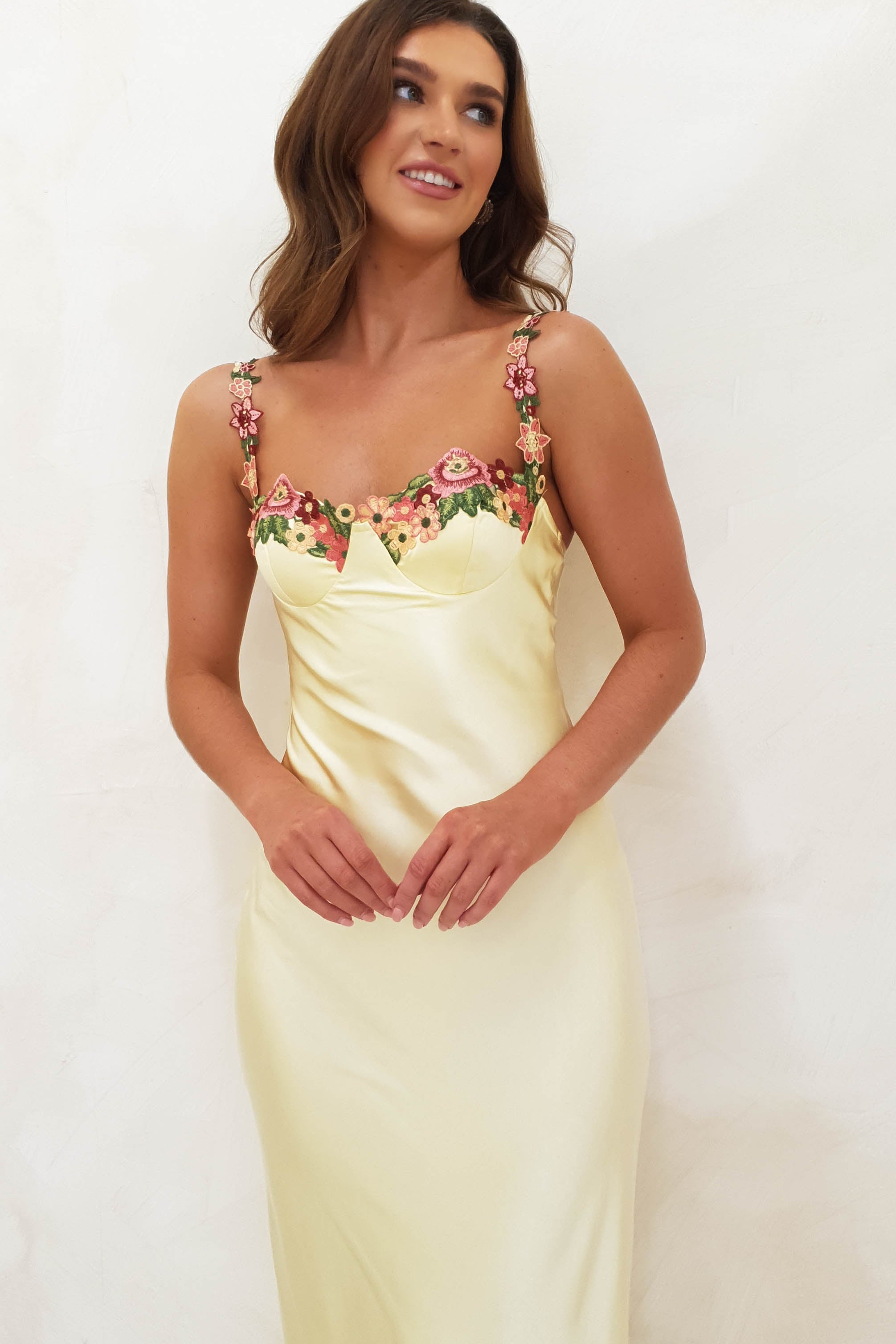 Klabelle Satin Maxi Dress | Yellow | Oh Hello Clothing | XS (6)