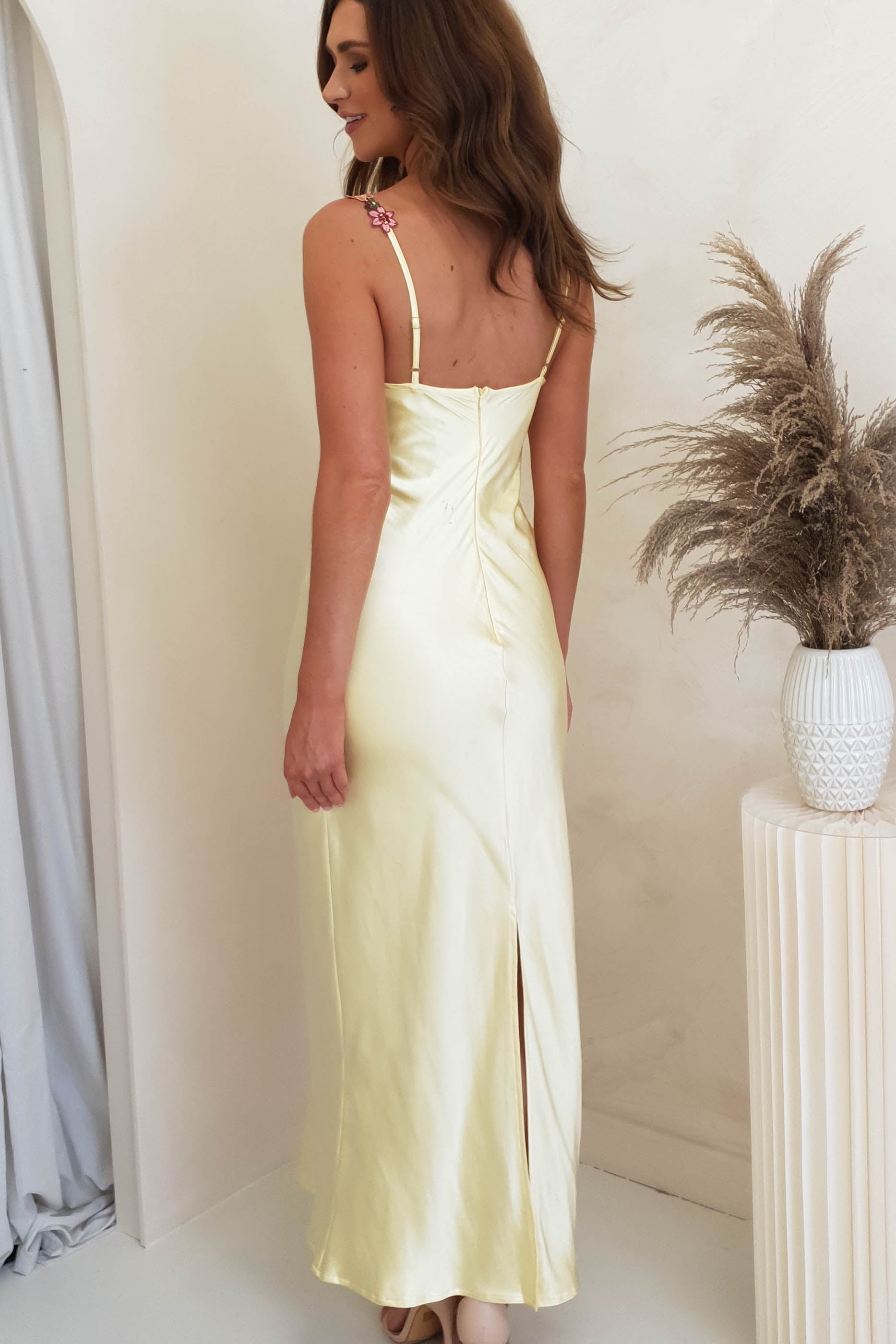 Klabelle Satin Maxi Dress | Yellow | Oh Hello Clothing | XS (6)