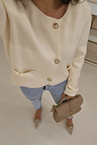 Kimmie Cardigan Gold Buttons | Cream | Oh Hello Clothing | One Size | 8 - 12