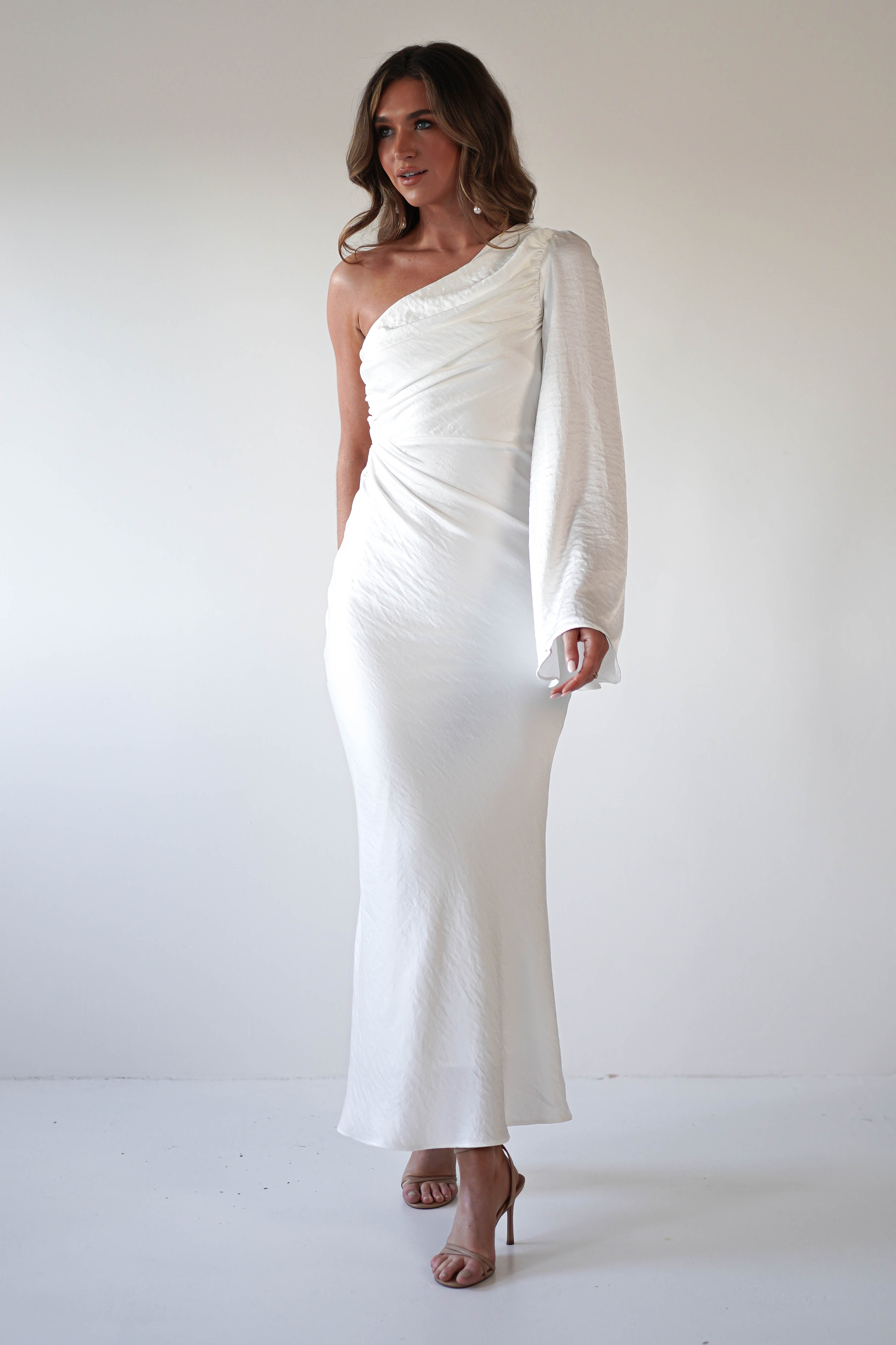 Sylvana Silky Maxi Dress | Ivory - Oh Hello Clothing