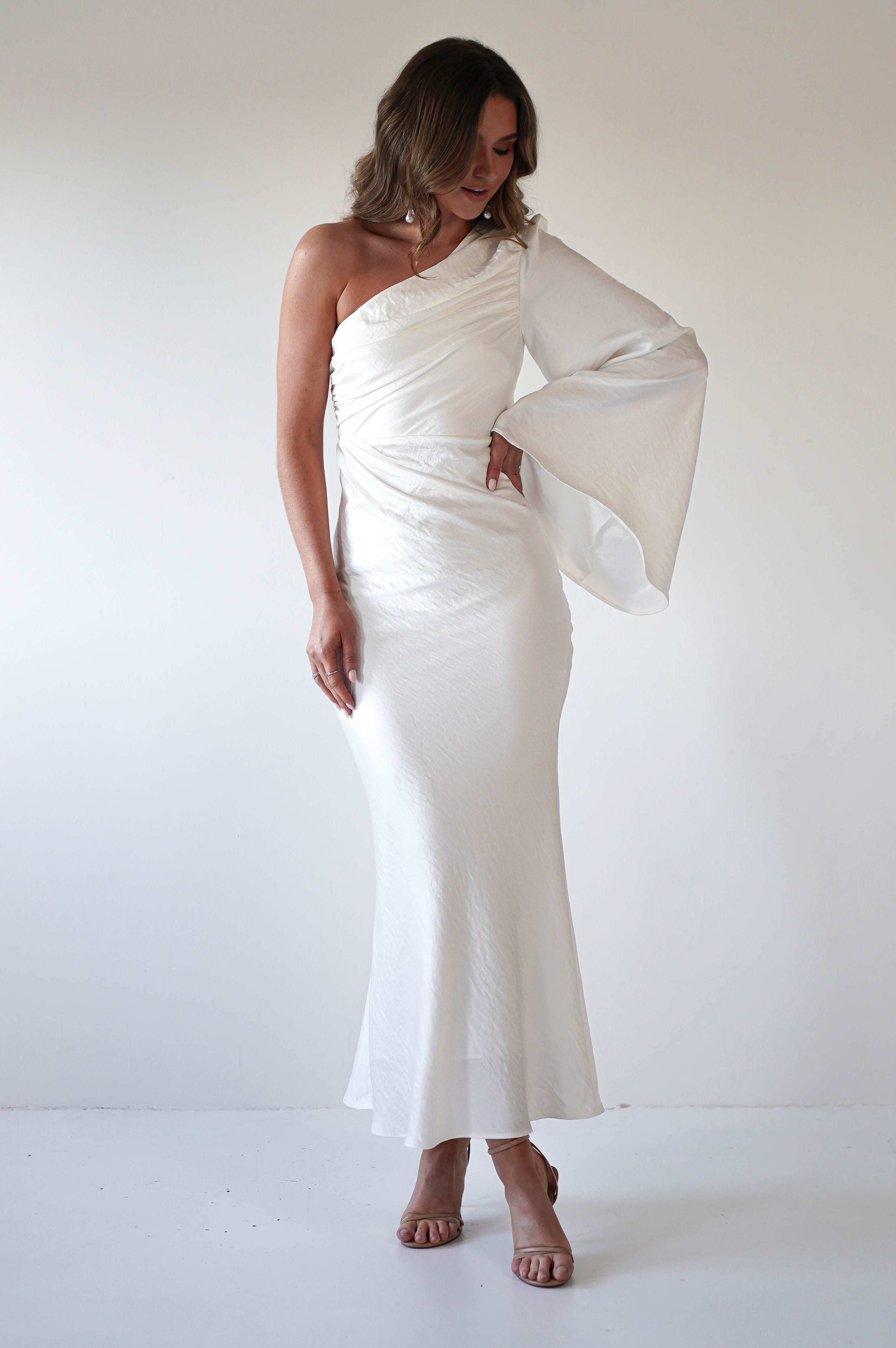 Sylvana Silky Maxi Dress | Ivory - Oh Hello Clothing