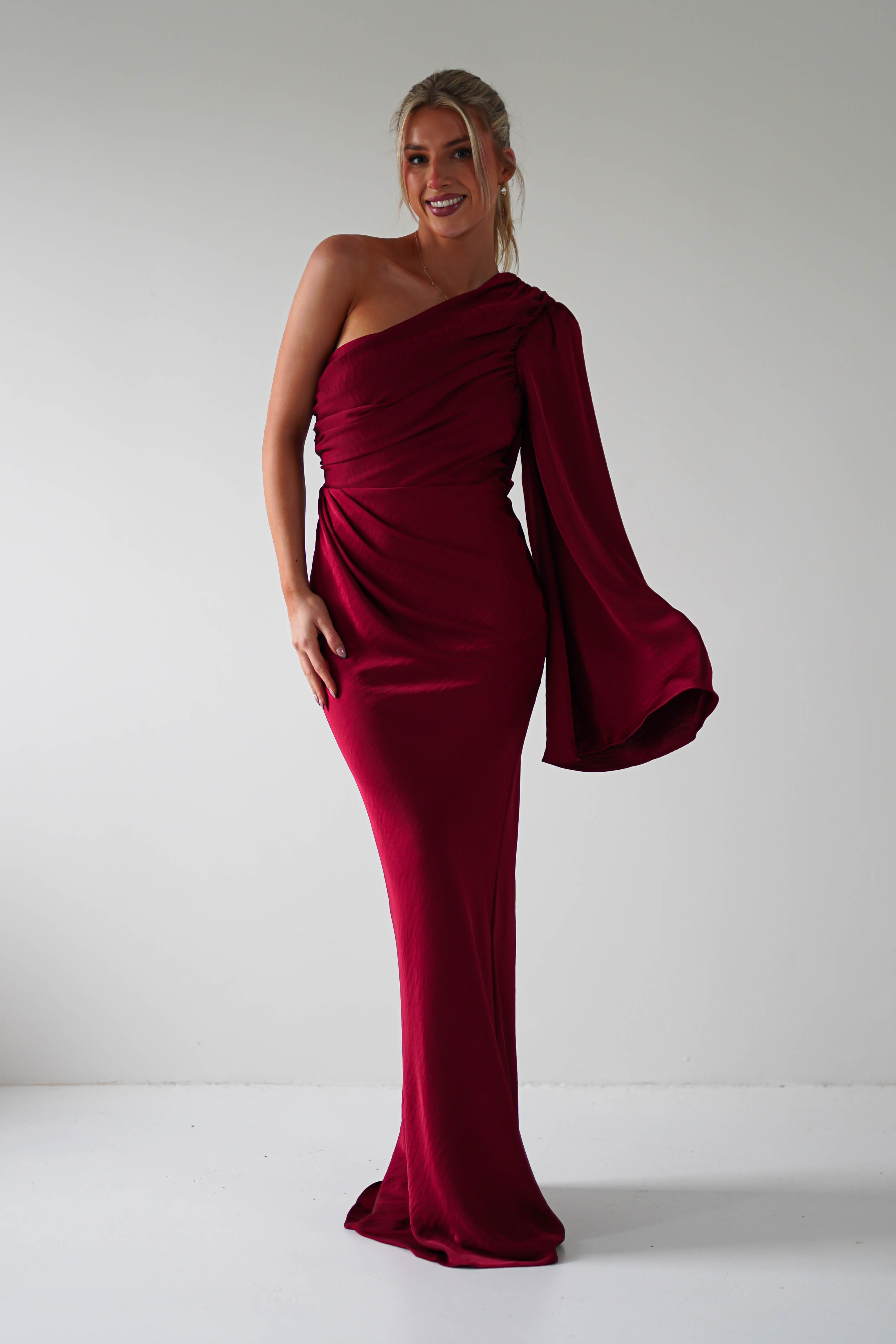 Elegance Silky Maxi Dress | Wine