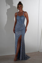 Ember Bodycon Sequin Gown | Slate Blue | Oh Hello Clothing | S (8)