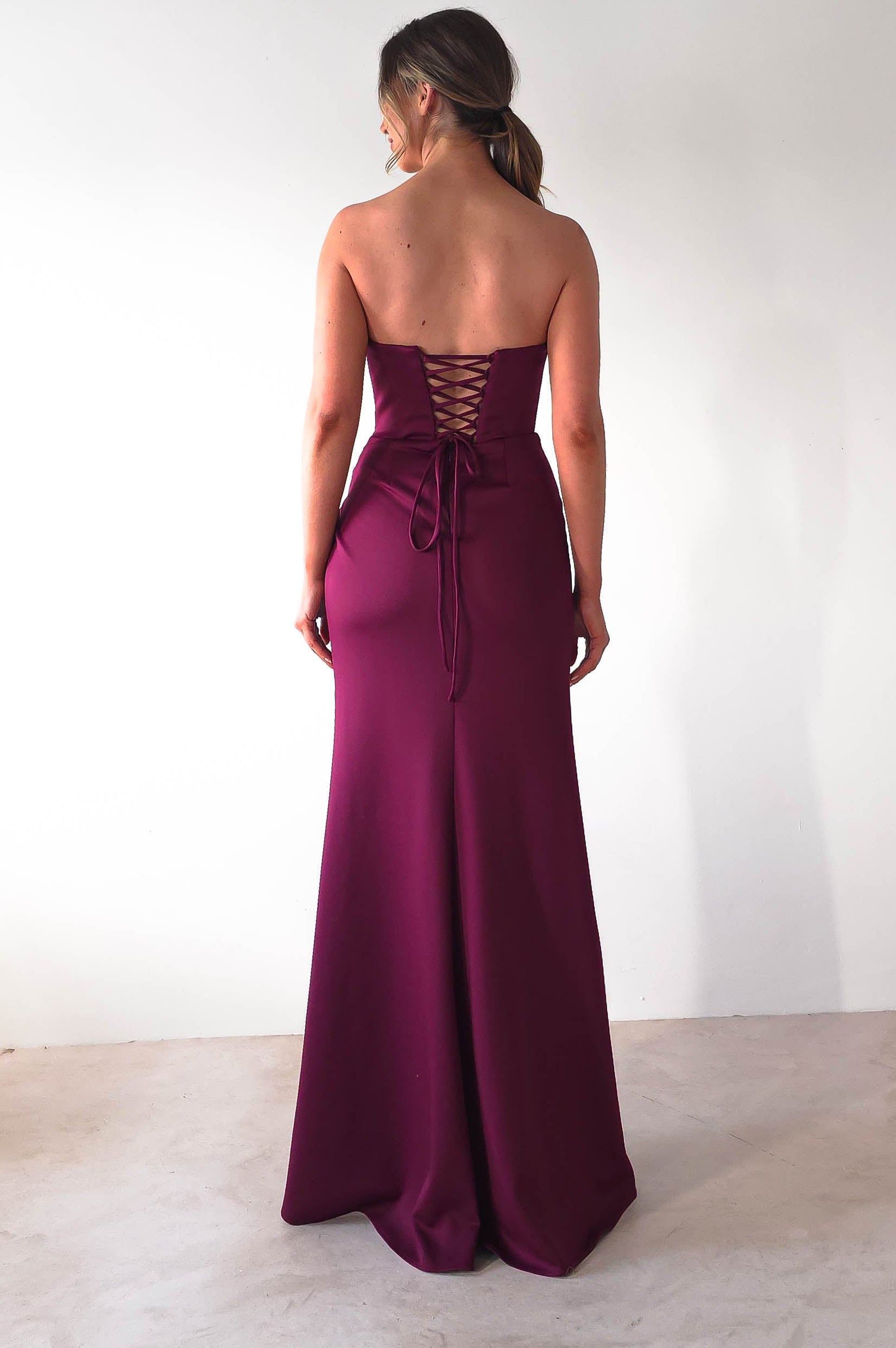 Grasie Bodycon Strapless Gown | Wine | Oh Hello Clothing | XS (6)