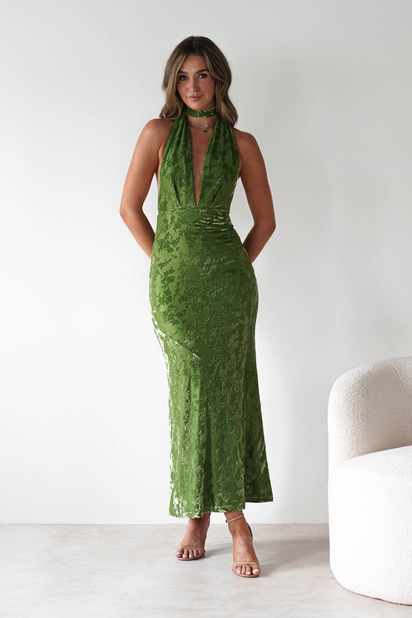 Grayson Floral Jacquard Maxi Dress | Green | Oh Hello Clothing | XS (6)
