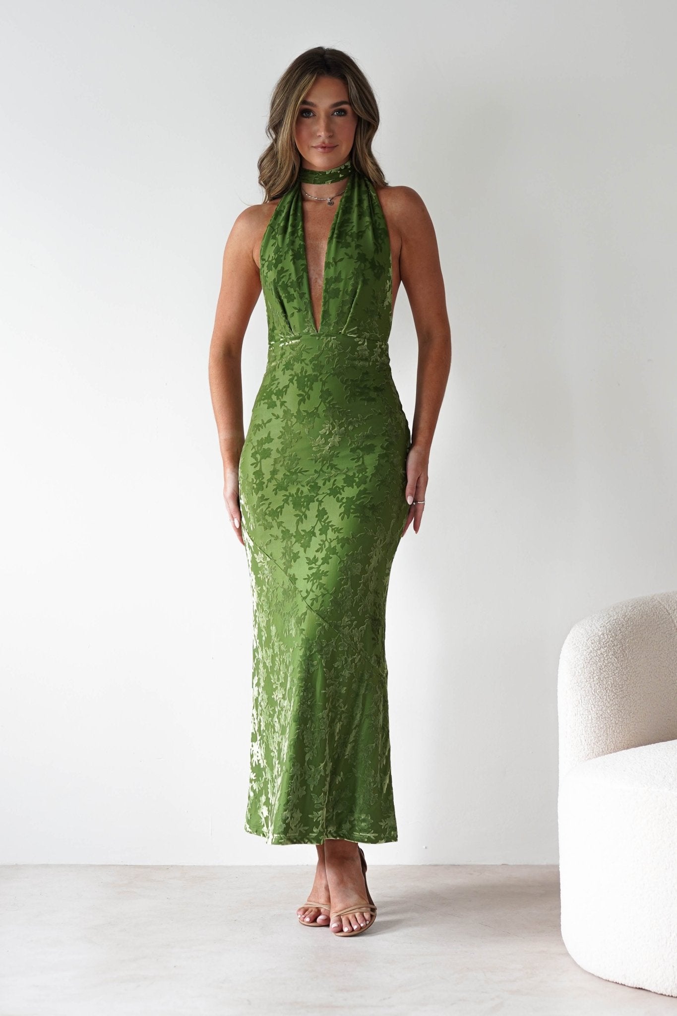 Grayson Floral Jacquard Maxi Dress | Green | Oh Hello Clothing | XS (6)