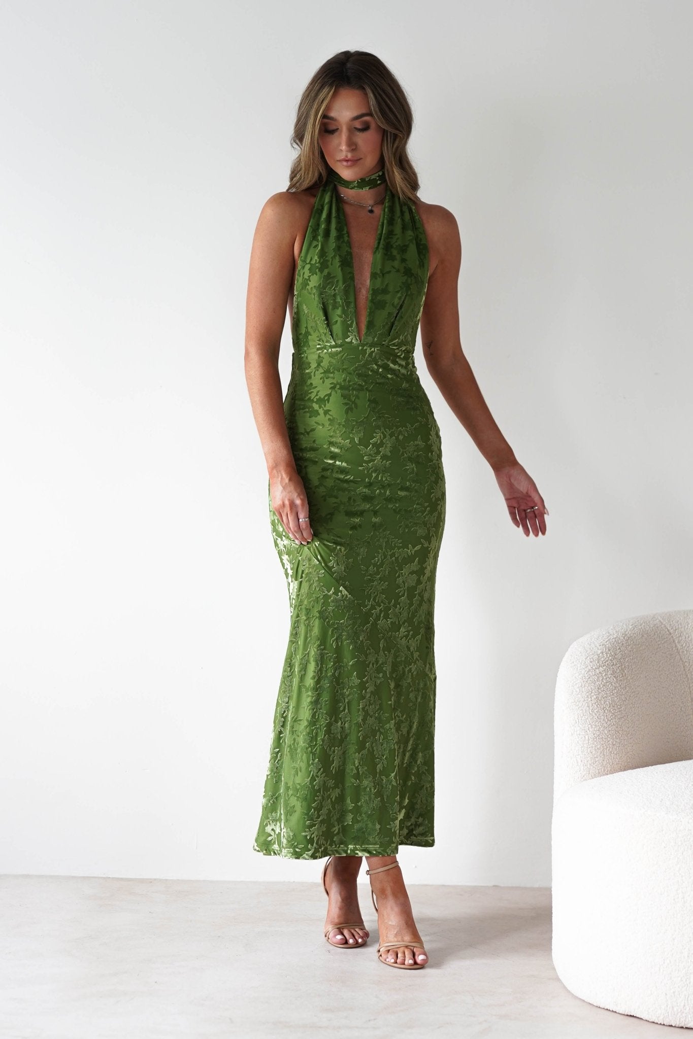 Grayson Floral Jacquard Maxi Dress | Green | Oh Hello Clothing | XS (6)