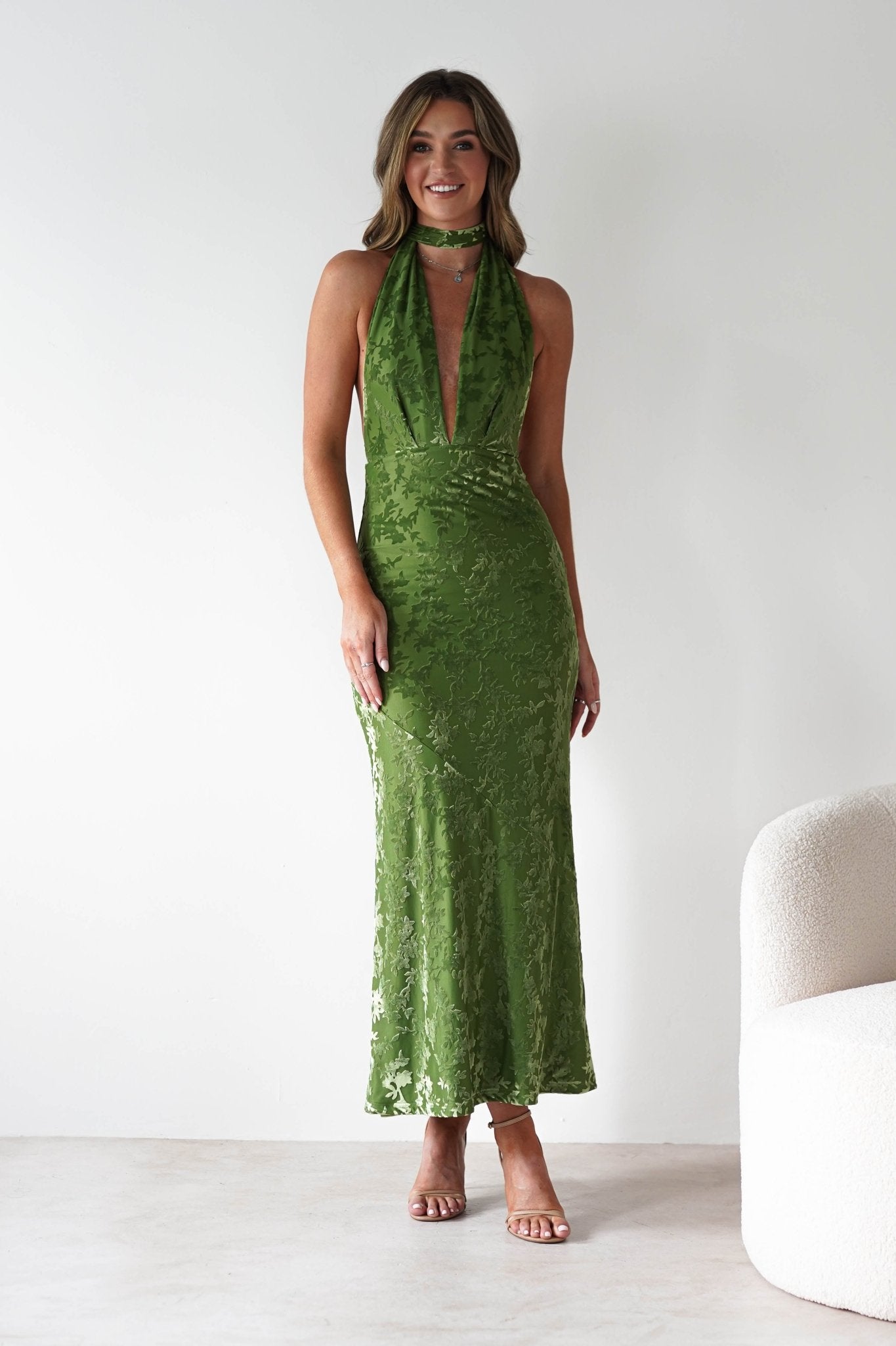Grayson Floral Jacquard Maxi Dress | Green | Oh Hello Clothing | XS (6)