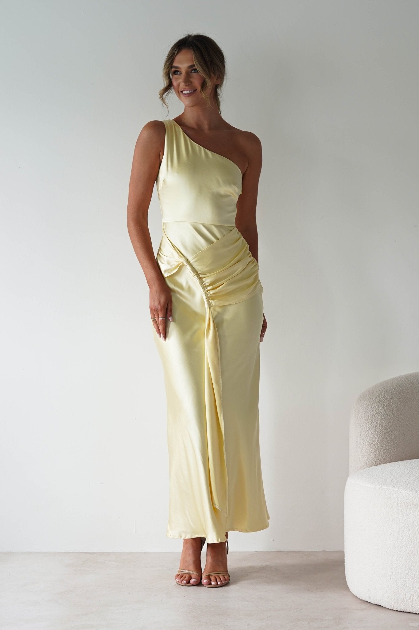 Harissa Soft Satin Maxi Dress | Yellow | Oh Hello Clothing | XS (6)