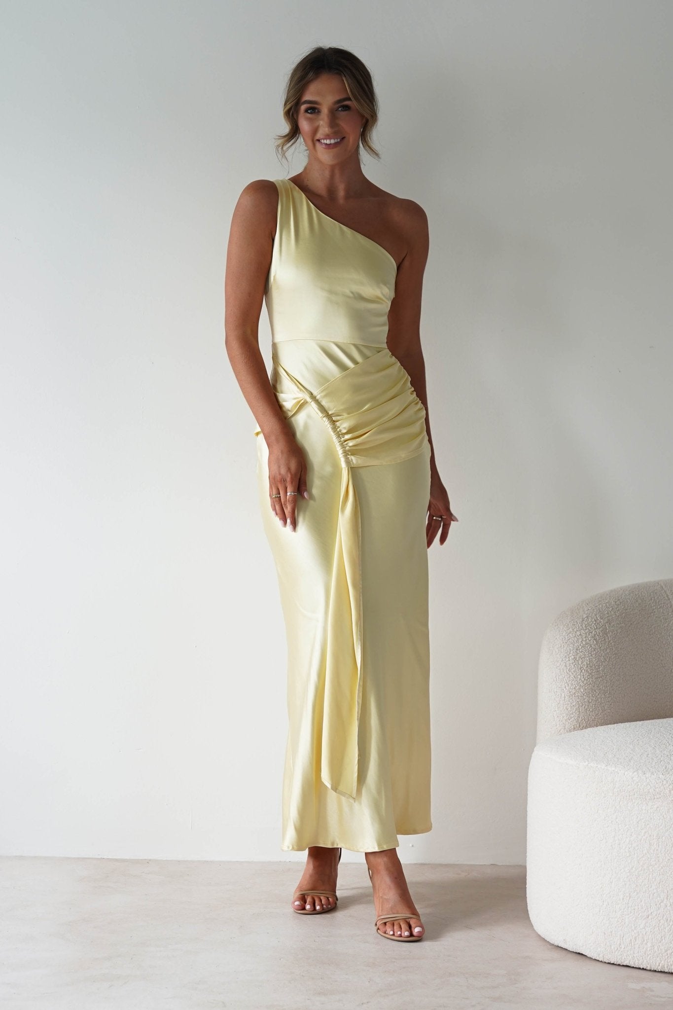 Harissa Soft Satin Maxi Dress | Yellow | Oh Hello Clothing | XS (6)