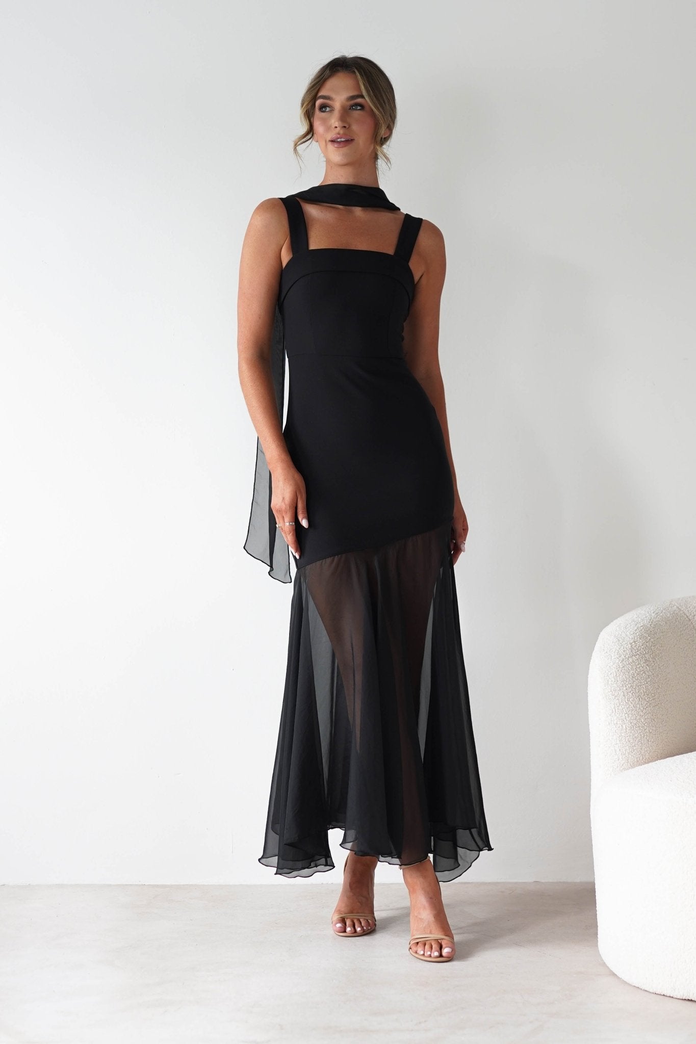 Harmony Square Neck Bodycon Maxi Dress | Black | Oh Hello Clothing | XS (6)