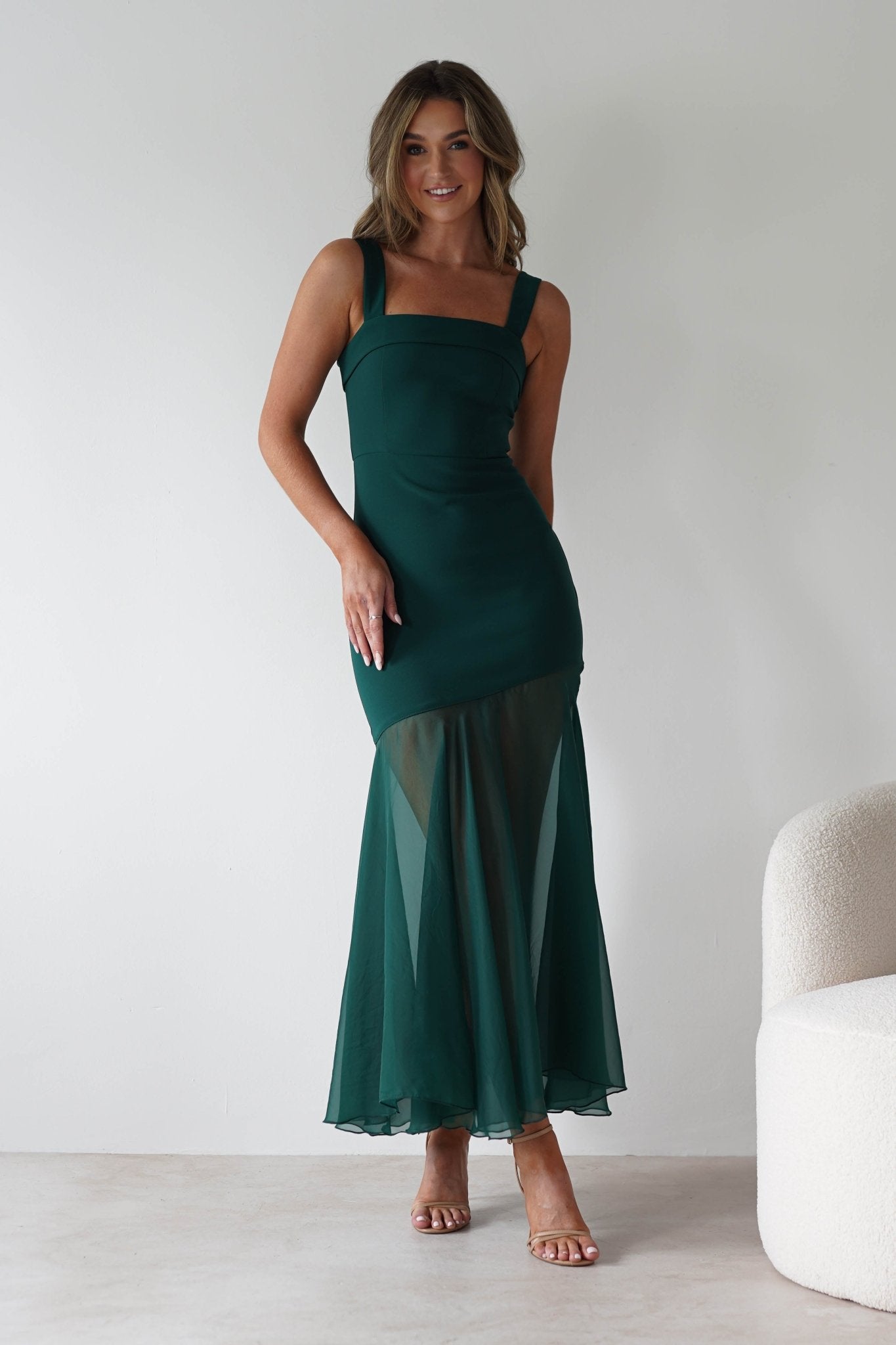 Harmony Square Neck Bodycon Maxi Dress | Dark Green | Oh Hello Clothing | XS (6)
