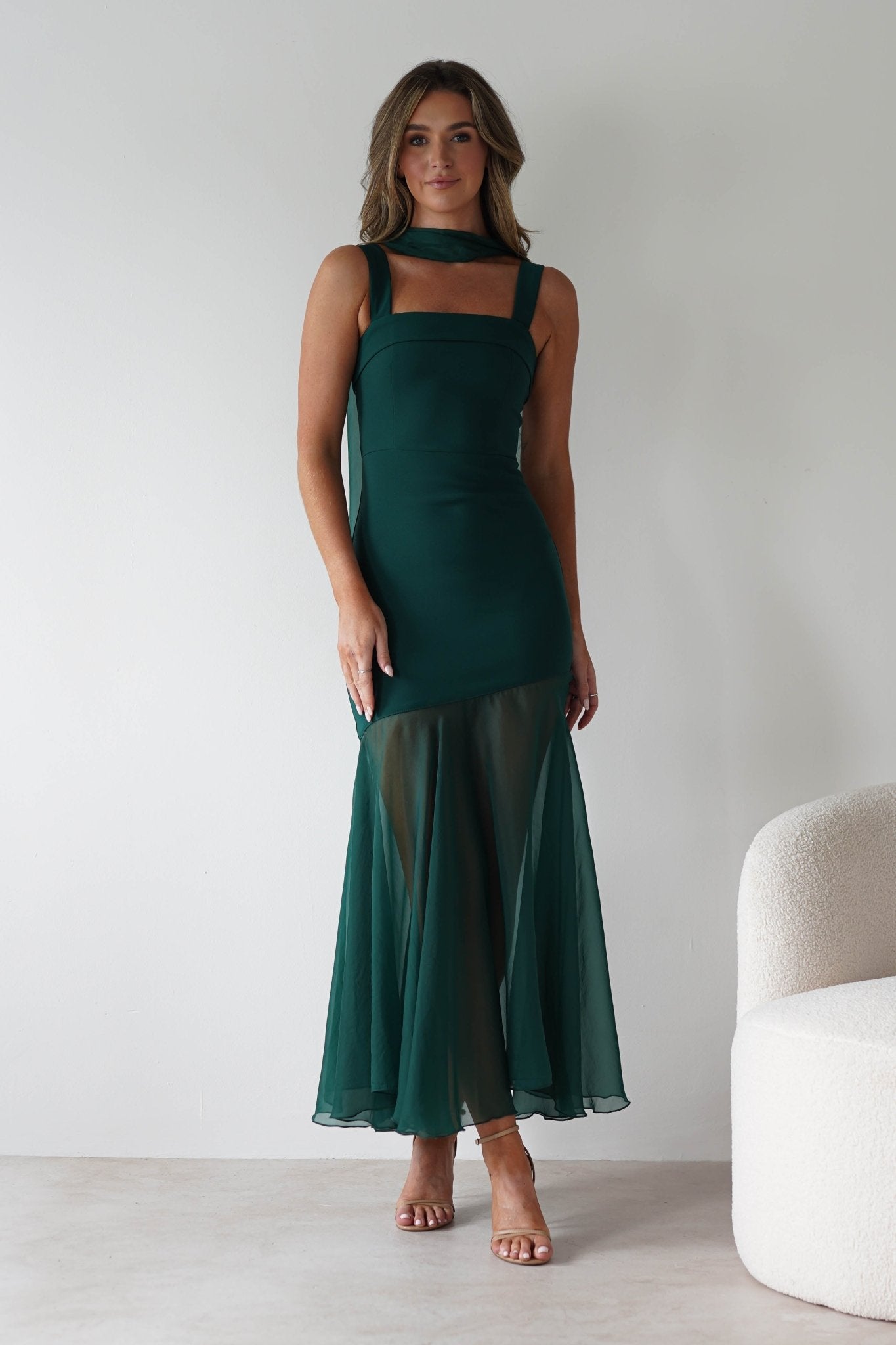 Harmony Square Neck Bodycon Maxi Dress | Dark Green | Oh Hello Clothing | XS (6)