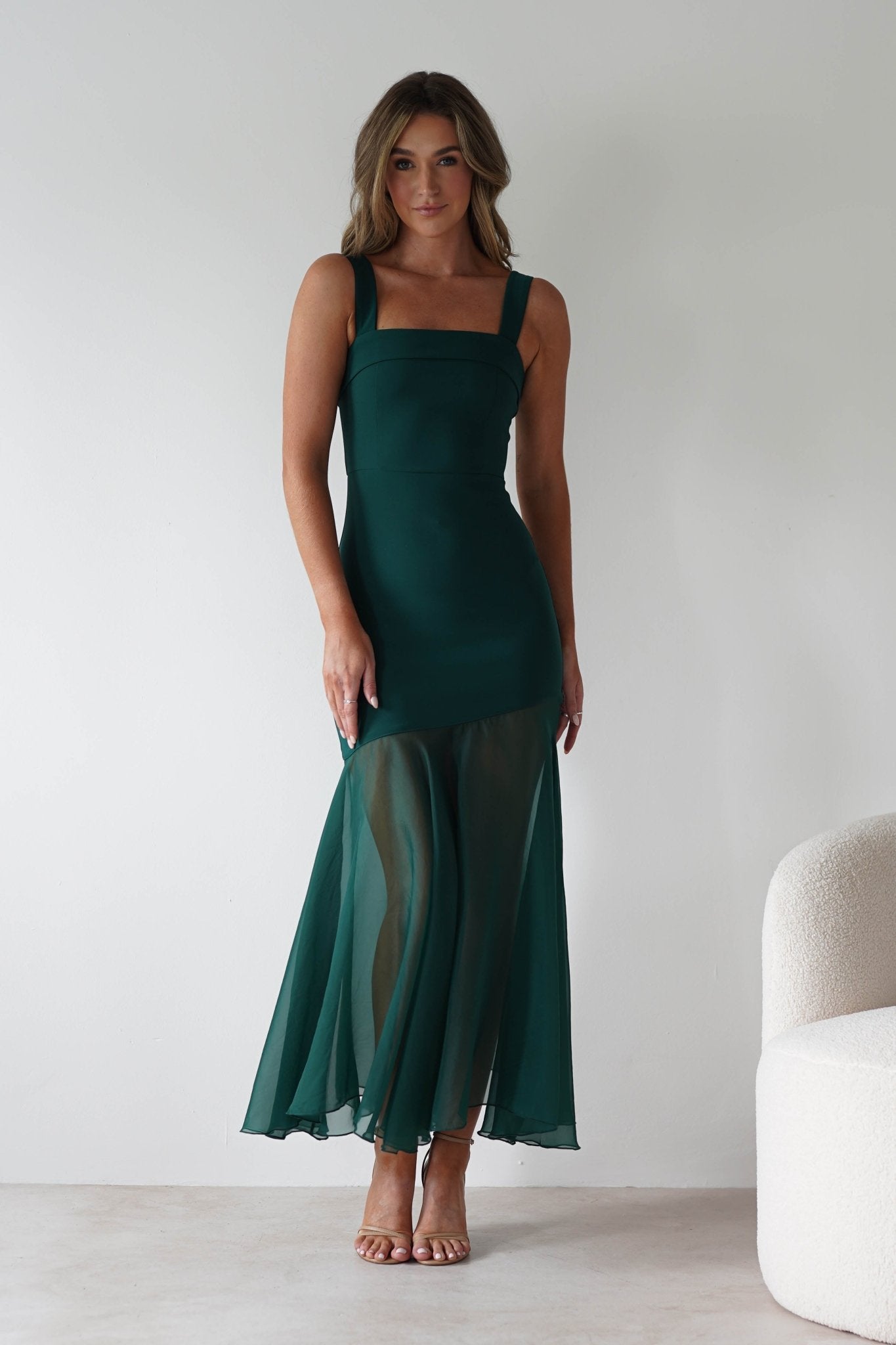 Harmony Square Neck Bodycon Maxi Dress | Dark Green | Oh Hello Clothing | XS (6)