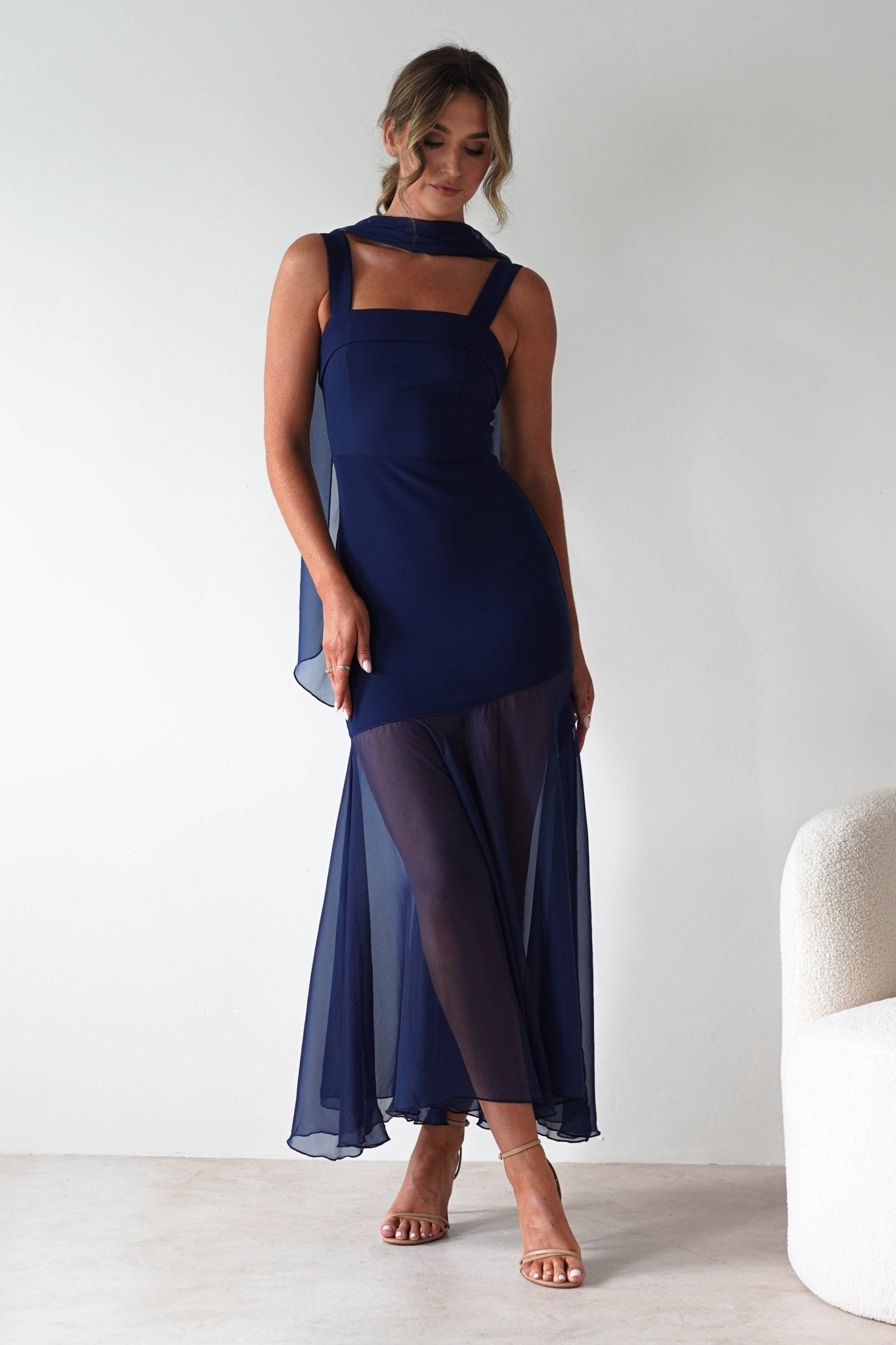 Harmony Square Neck Bodycon Maxi Dress | Navy | Oh Hello Clothing | XS (6)