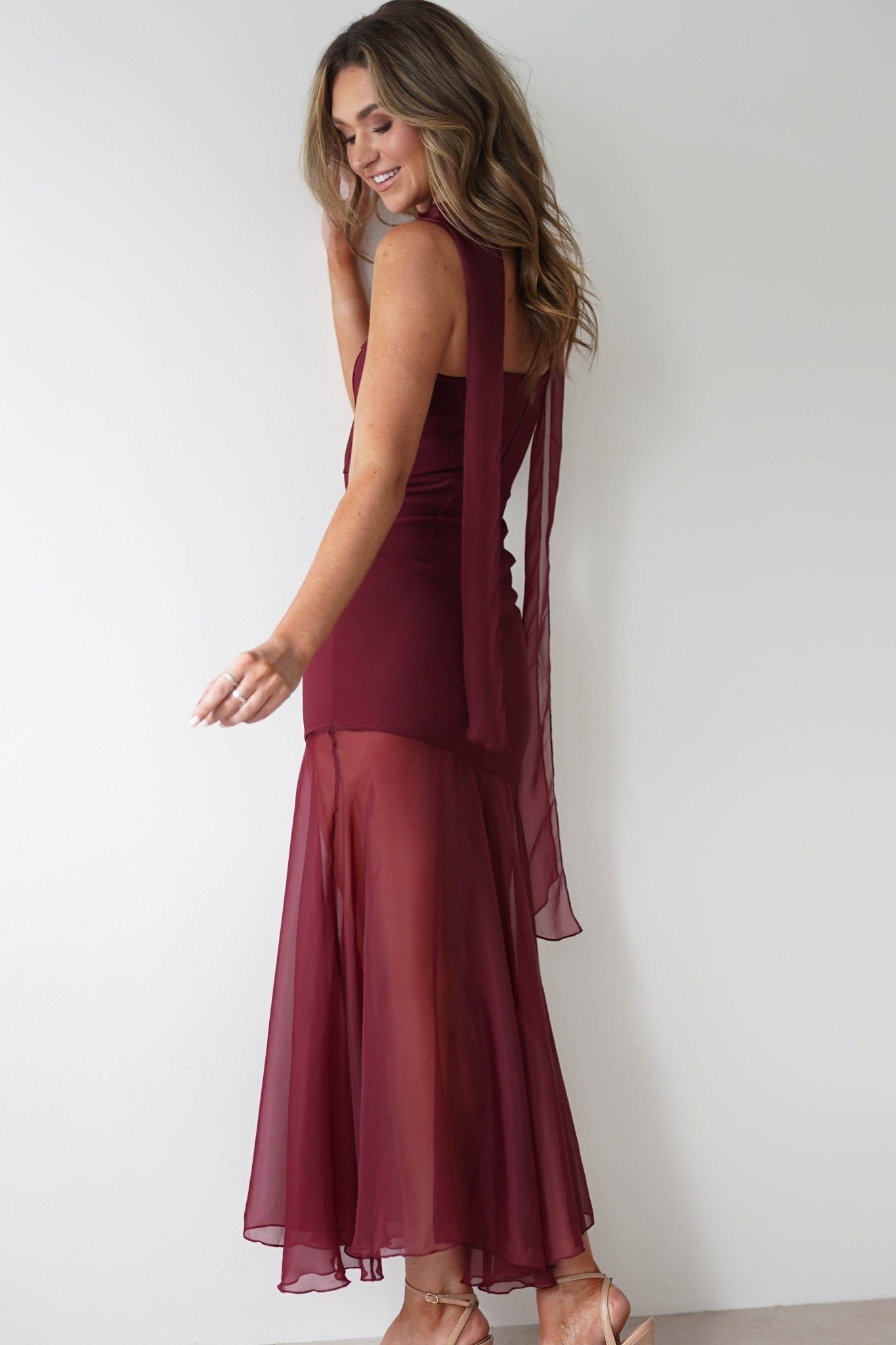 Harmony Square Neck Bodycon Maxi Dress | Wine | Oh Hello Clothing | XS (6)