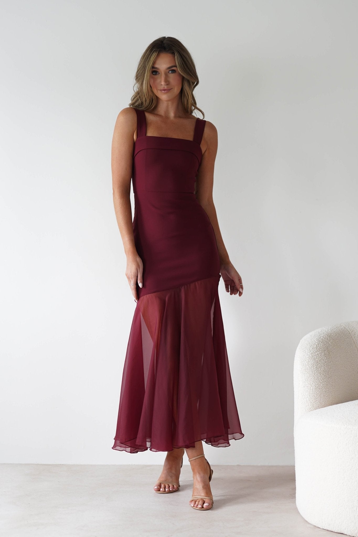 Harmony Square Neck Bodycon Maxi Dress | Wine | Oh Hello Clothing | XS (6)