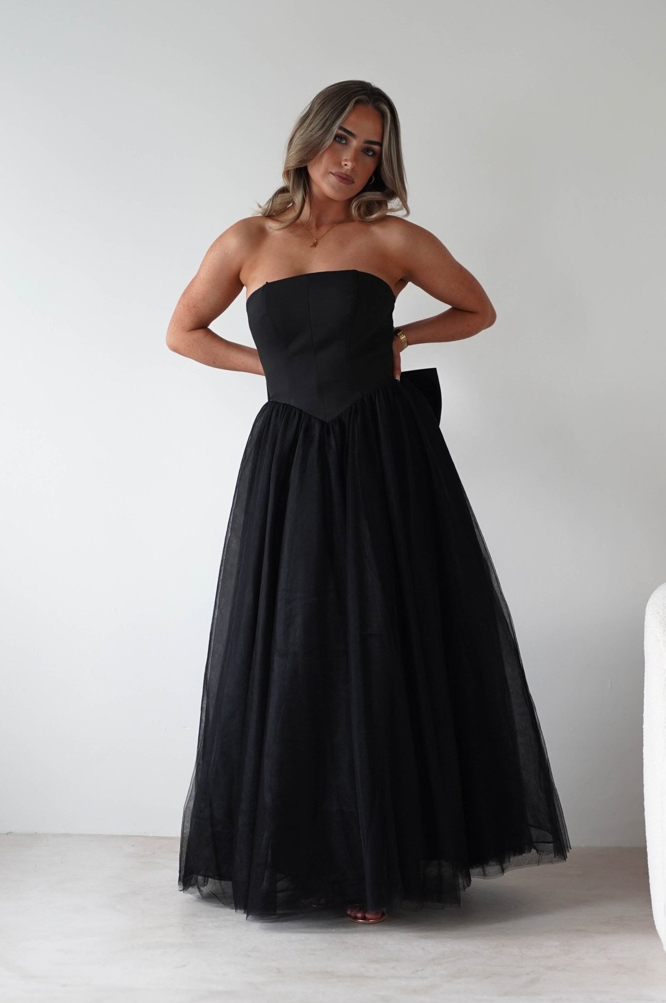 Jasalina Tulle Gown With Bow | Black | Oh Hello Clothing | XS (6)