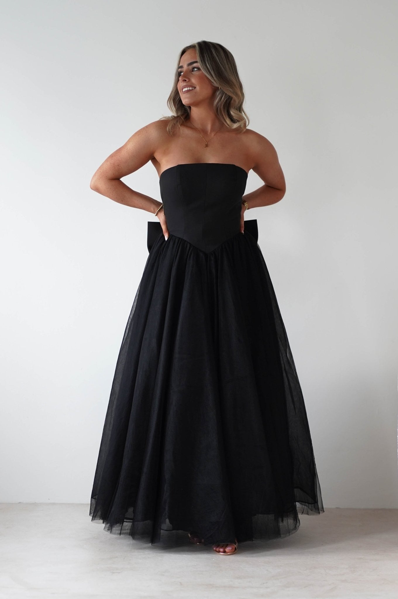 Jasalina Tulle Gown With Bow | Black | Oh Hello Clothing | XS (6)
