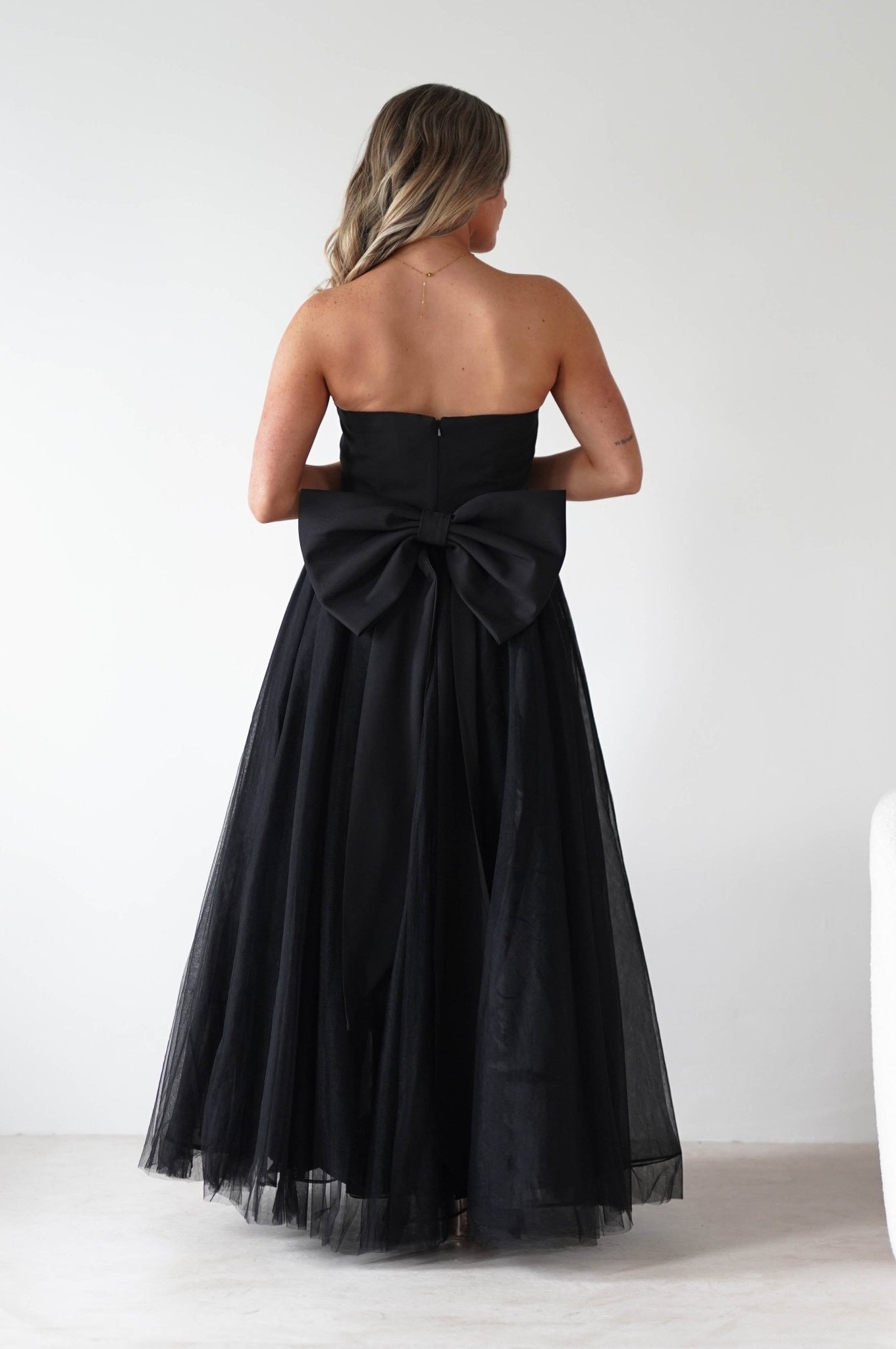 Jasalina Tulle Gown With Bow | Black | Oh Hello Clothing | XS (6)