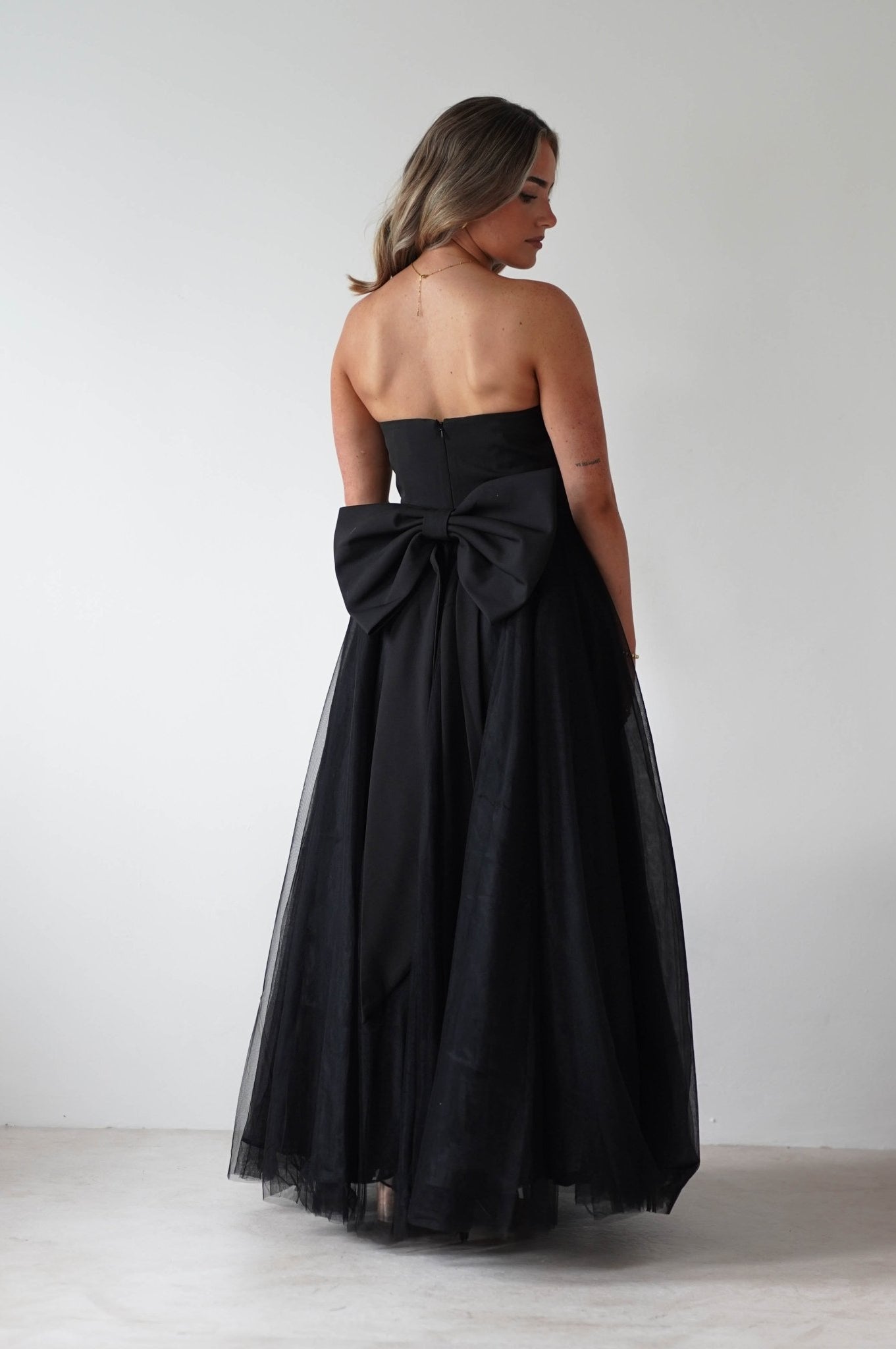 Jasalina Tulle Gown With Bow | Black | Oh Hello Clothing | XS (6)